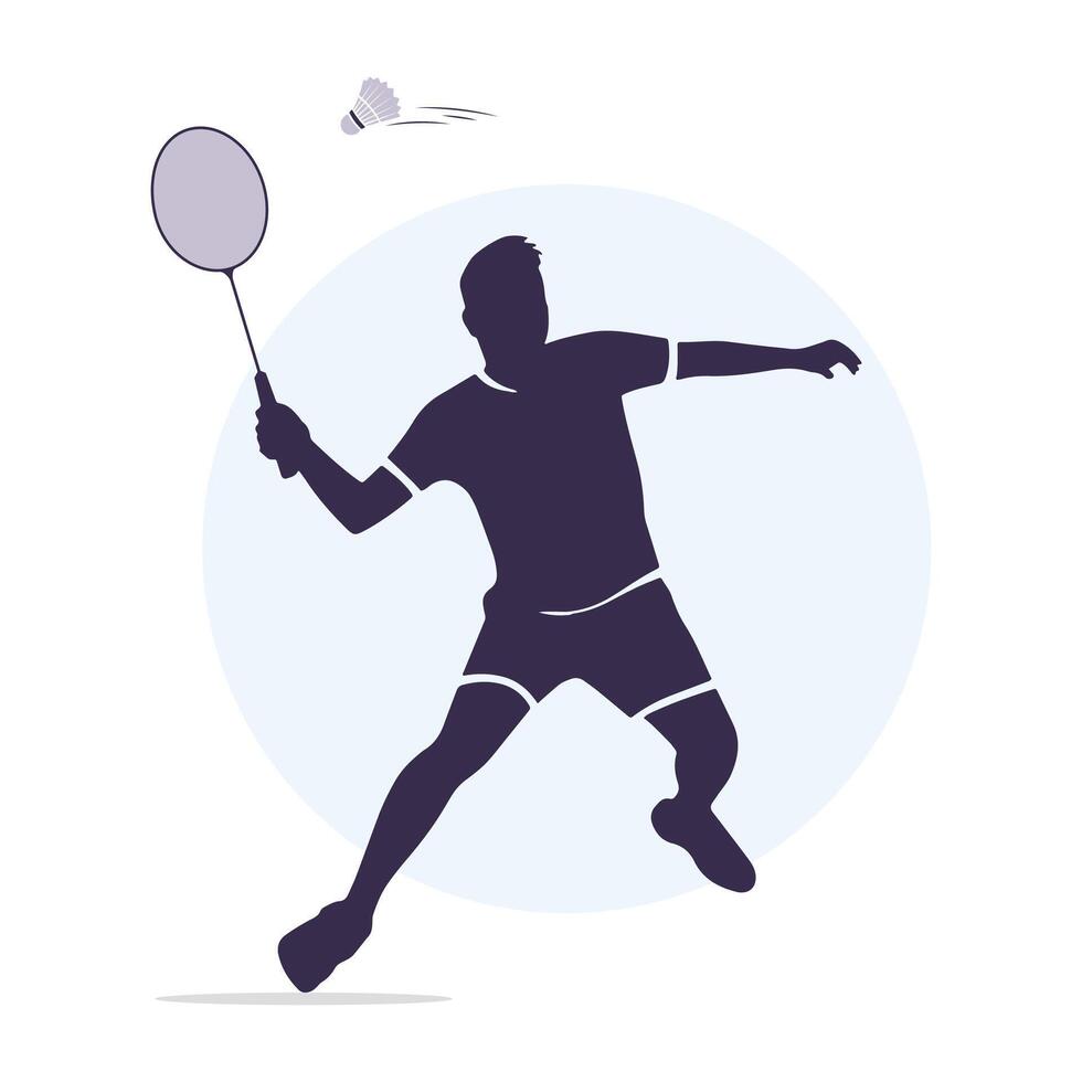 Badminton Player in Action Silhouette vector