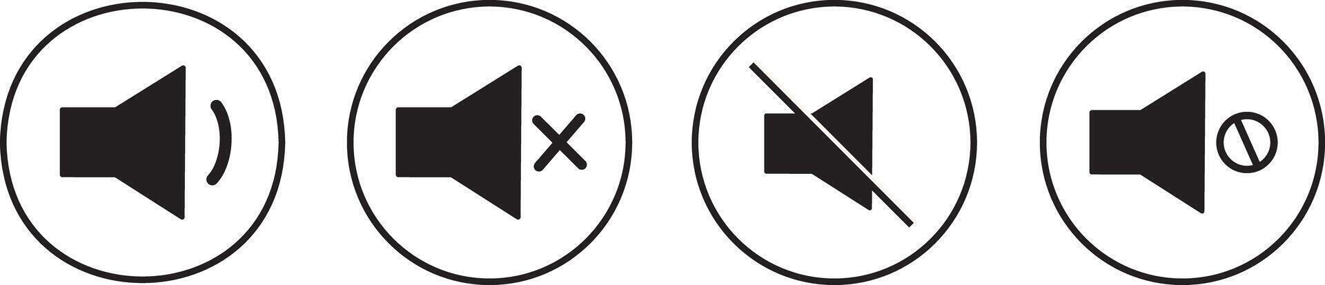 set of Mute sound icons set. Mute and unmute volume sound. No speaker icon illustration, vector