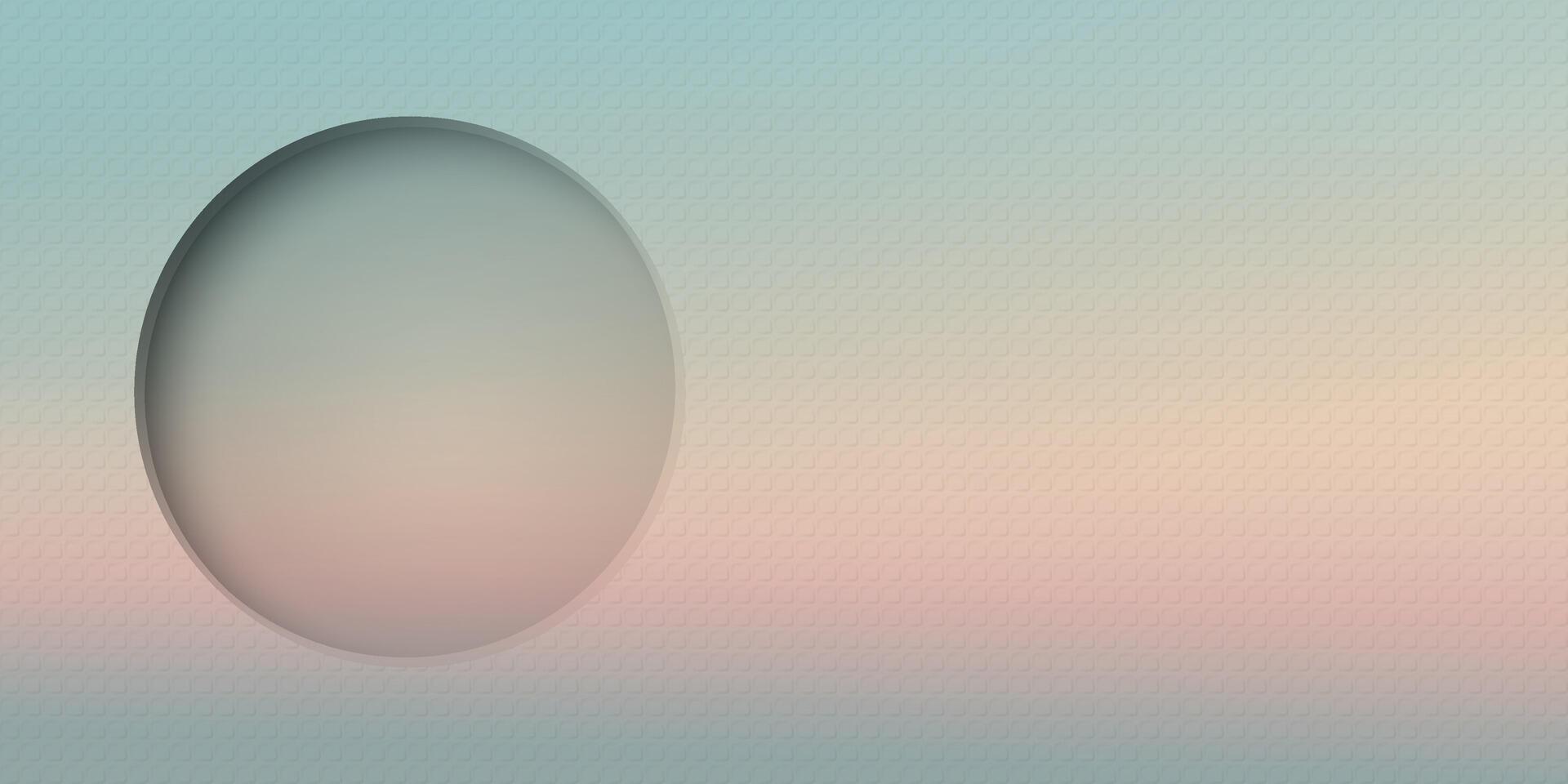 Blank 3D circle frame paper cut style on abstract pastel dramatic sky background with bond paper texture graphic illustration. vector