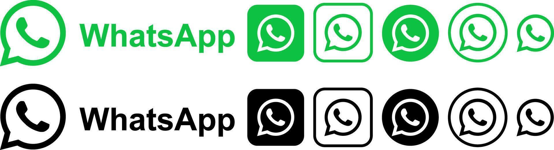Collection of Green and Black WhatsApp Logos and Icons in Various Styles and Sizes vector