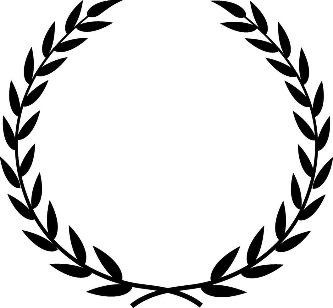 Elegant Black and White Laurel Wreath Icon vector