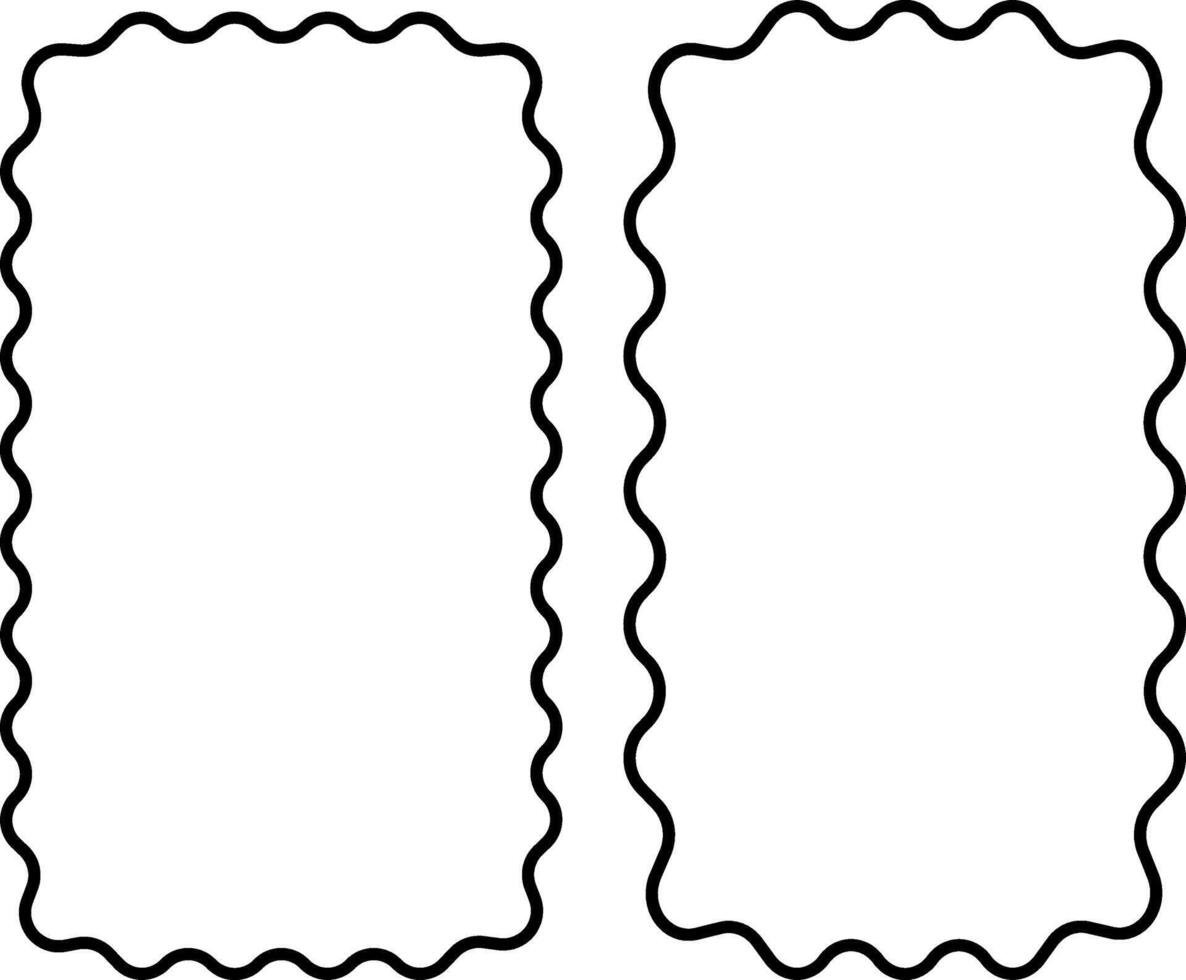 Set of Five Unique Rectangle Frames with Wavy Edges vector