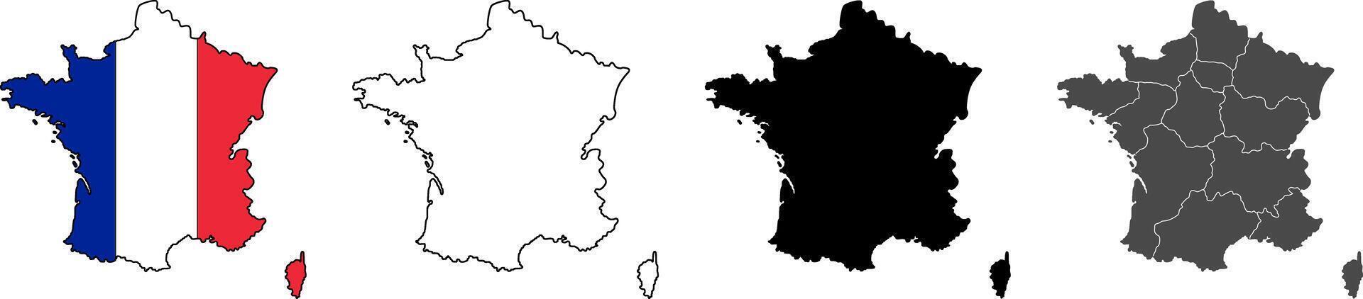 Comprehensive Set of France Maps and Flag Variation vector