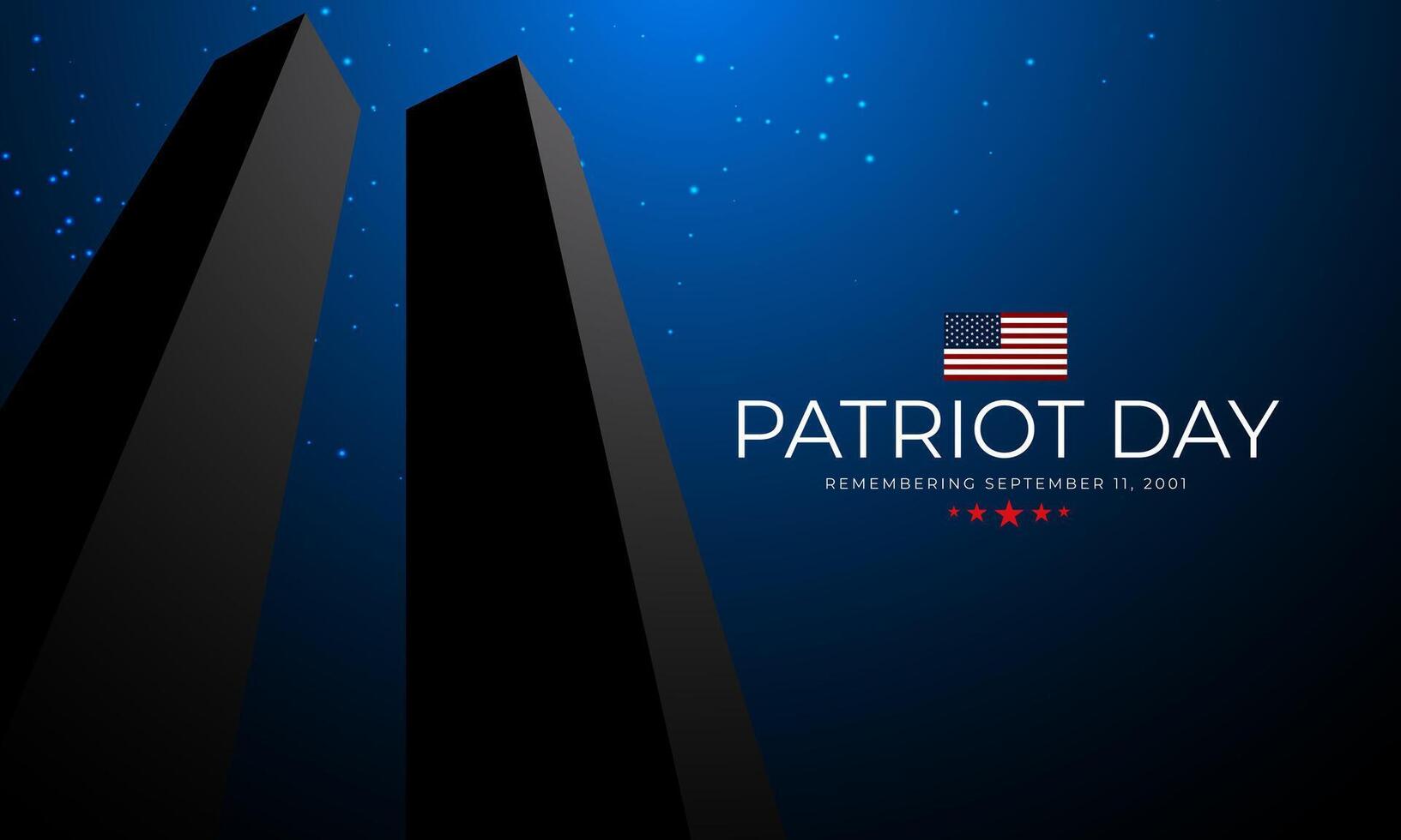 Silhouette of WTC buildings banner for Never Forget Patriot Day September 11th event vector