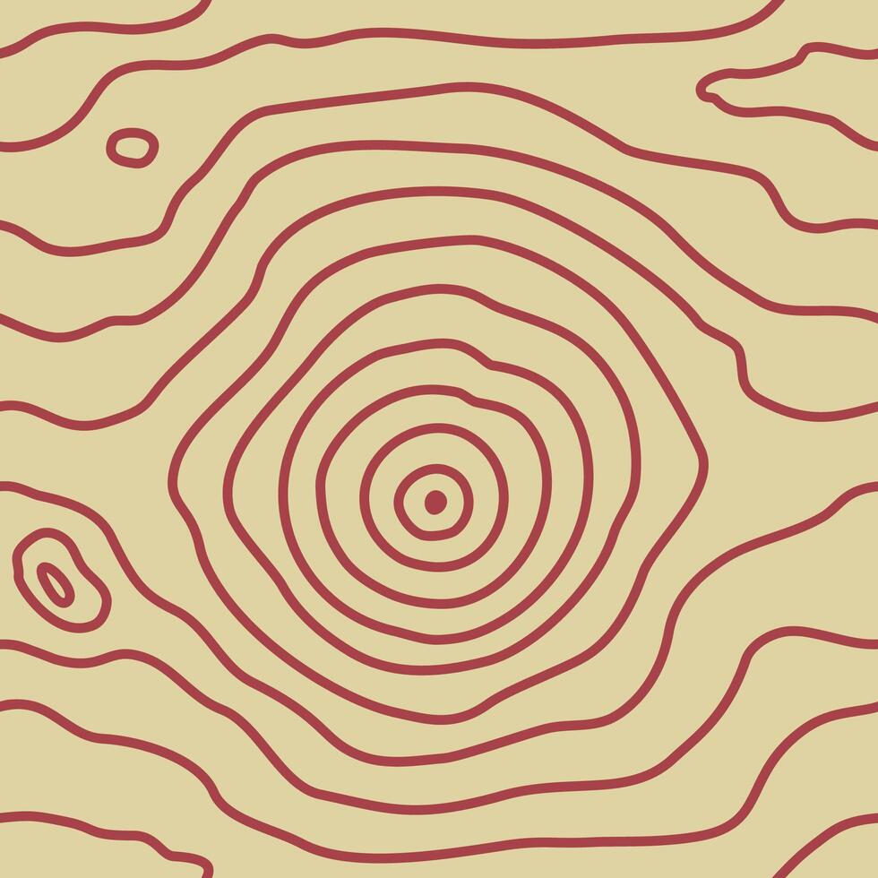 The circular texture of the wood pattern, cut along the knots. Line wood ring was cut square with a seamless drawing of grain wood. Tree fiber. Brown beige and red color background vector