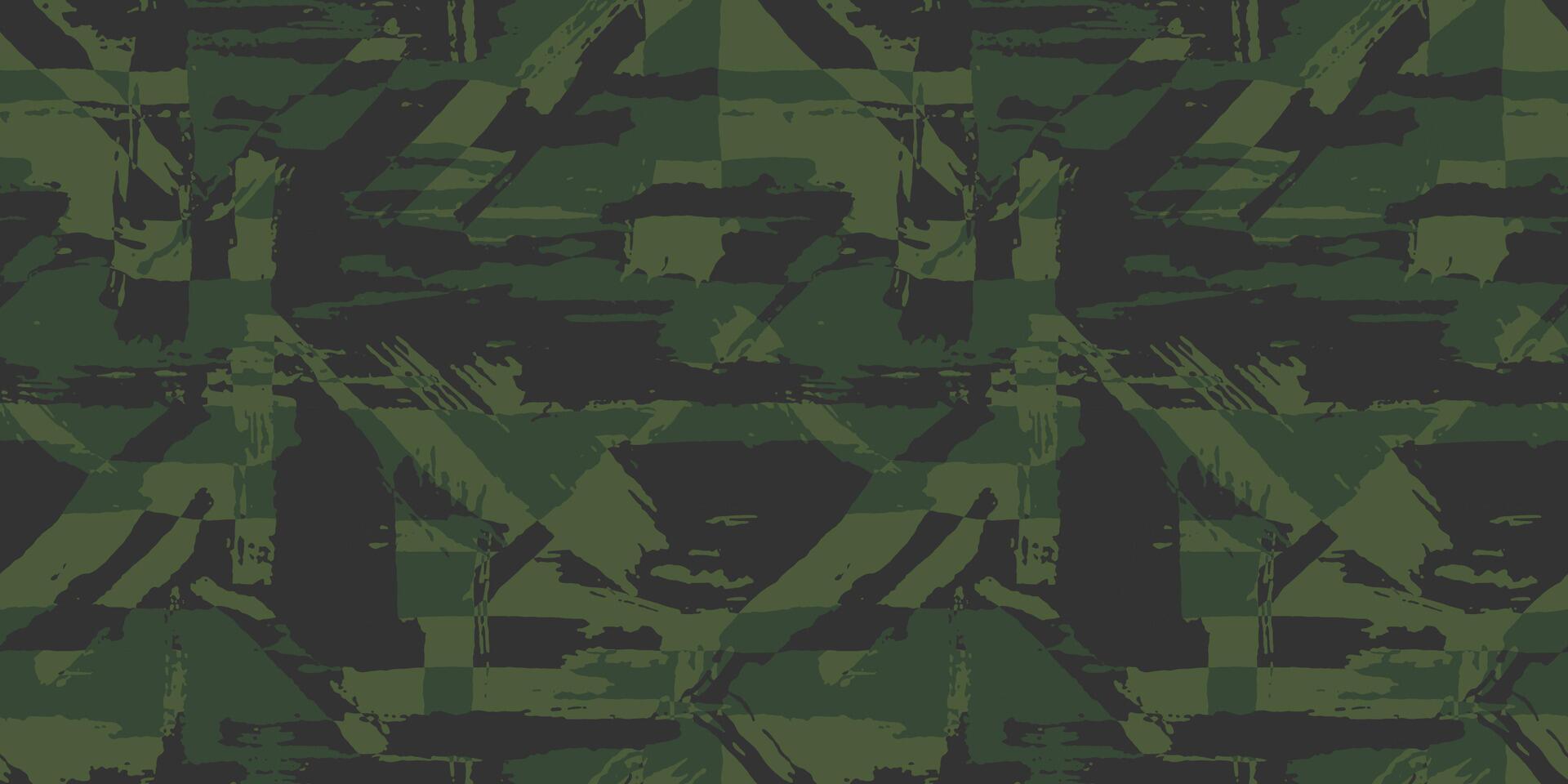 Green camouflage, modern fashion design. Khaki camo made brush strokes hand draws texture. Abstract seamless hand drawn background with stroke line. Grunge pattern vector