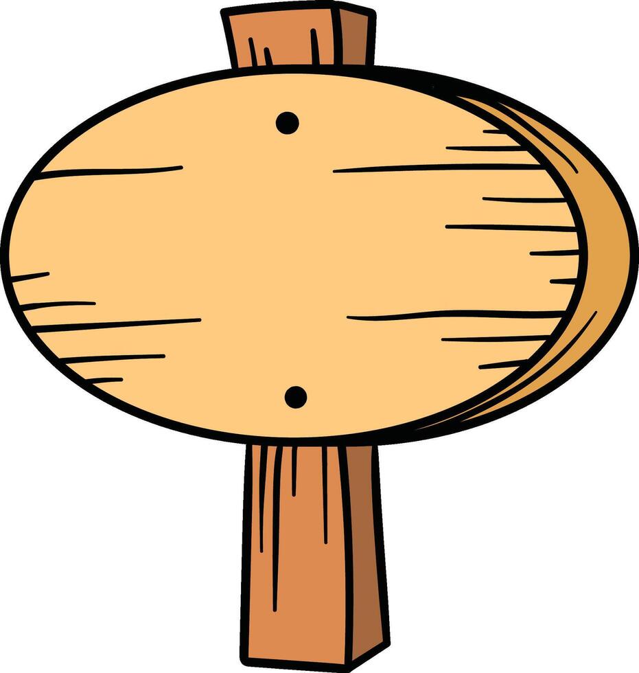 Oval wooden signboard on a post illustration vector