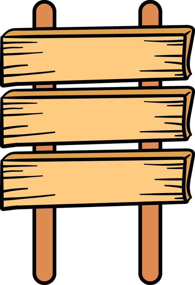 Triple wooden blank signboard post illustration vector