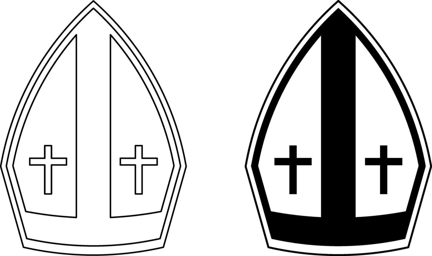 outline silhouette Mitre icon set vector