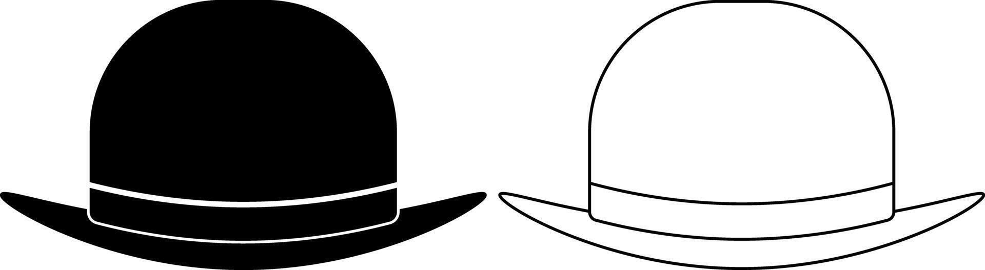 outline silhouette Bowler hat icon vector