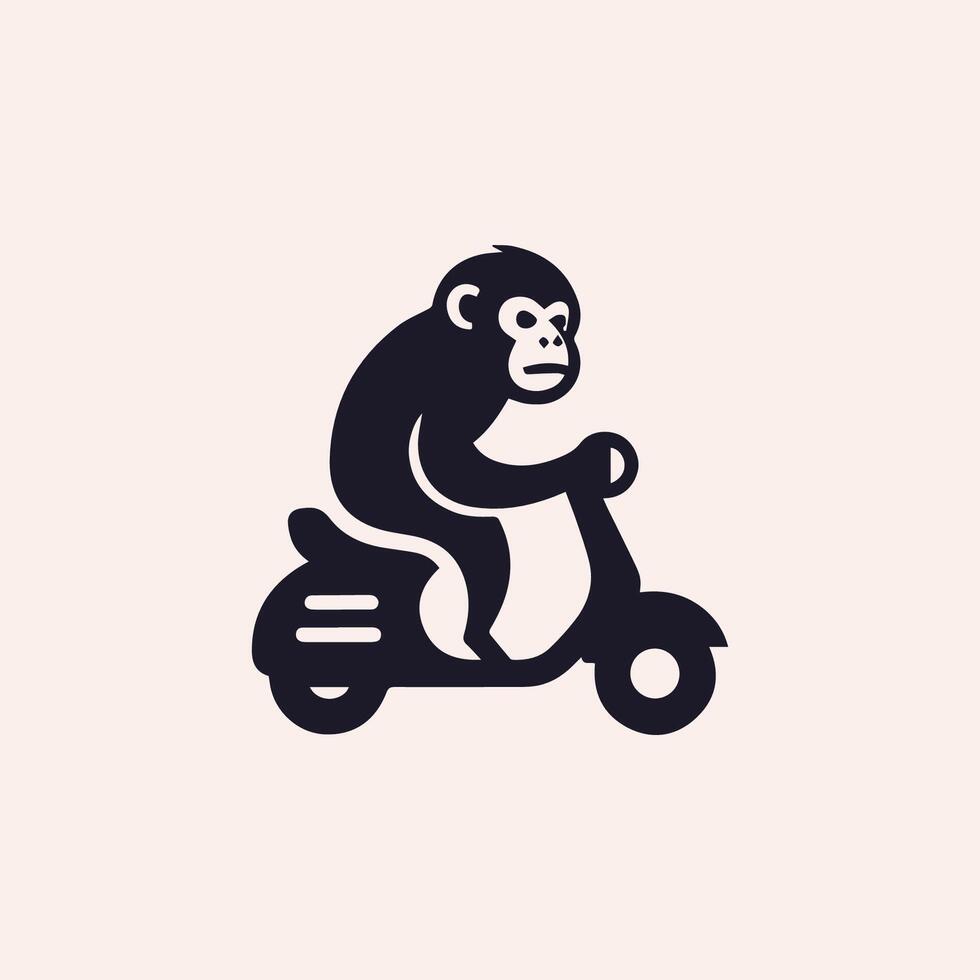 monkey riding a scooter on a white background vector