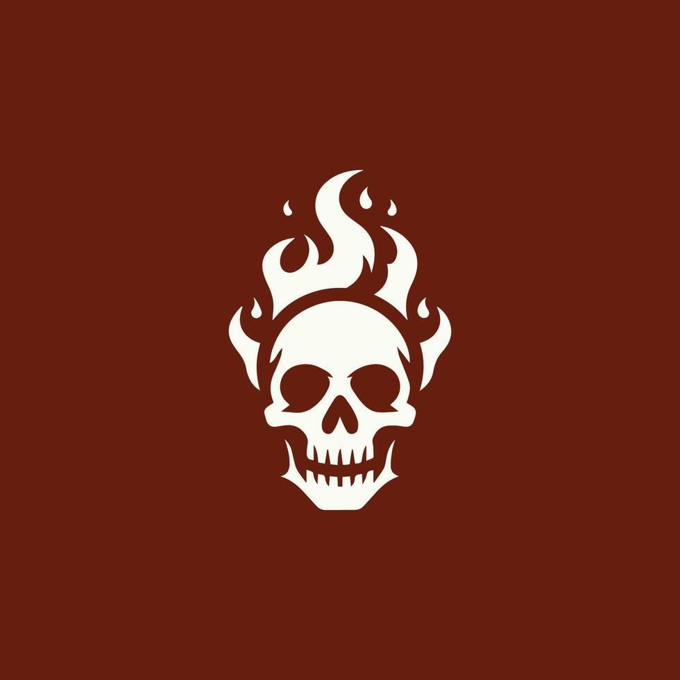 skull with flames on it is shown in a logo vector