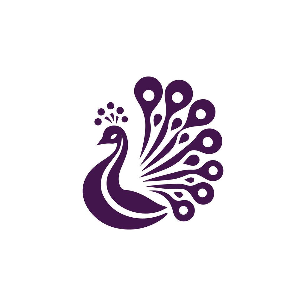 a purple peacock logo with a white background vector