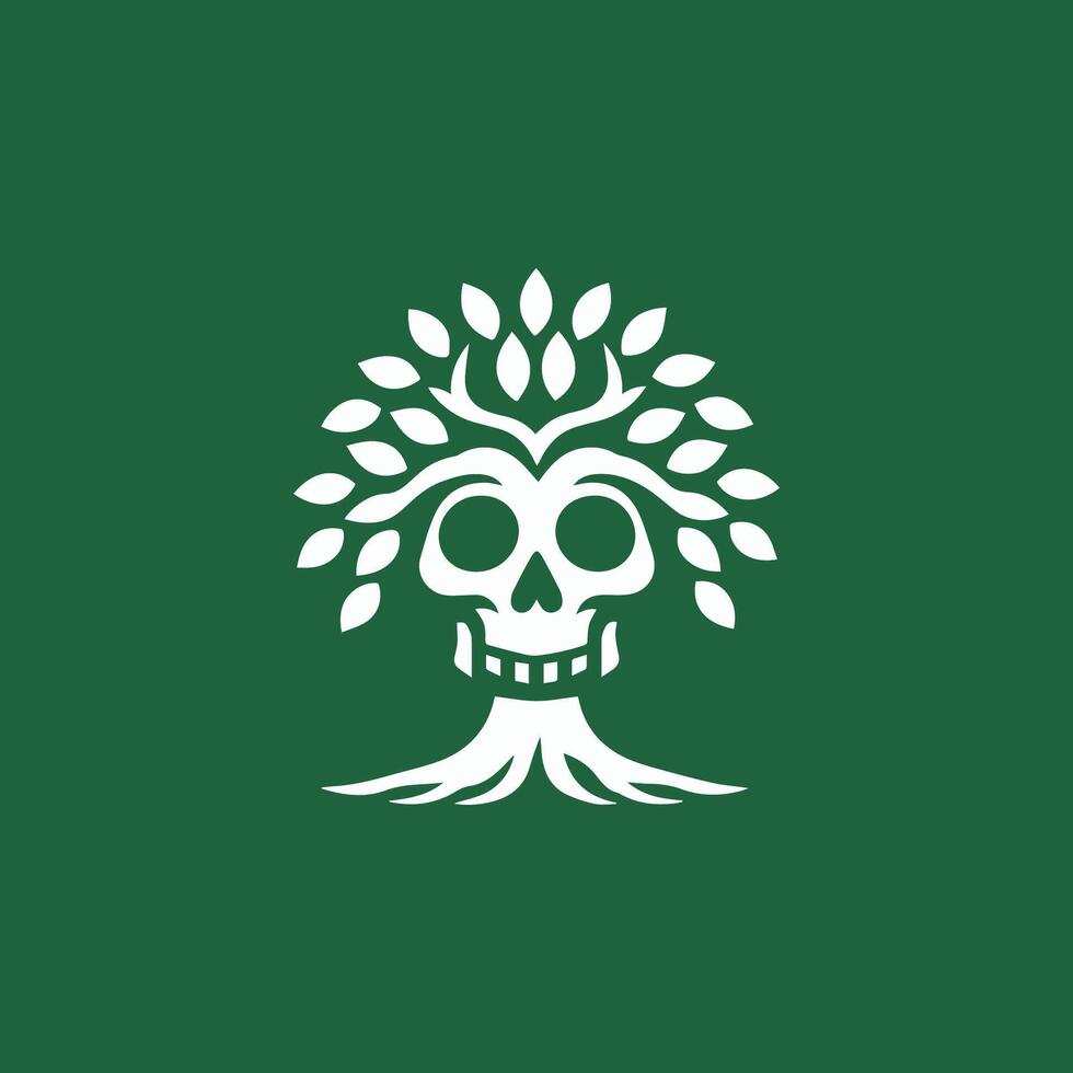 the skull is in the middle of a tree vector