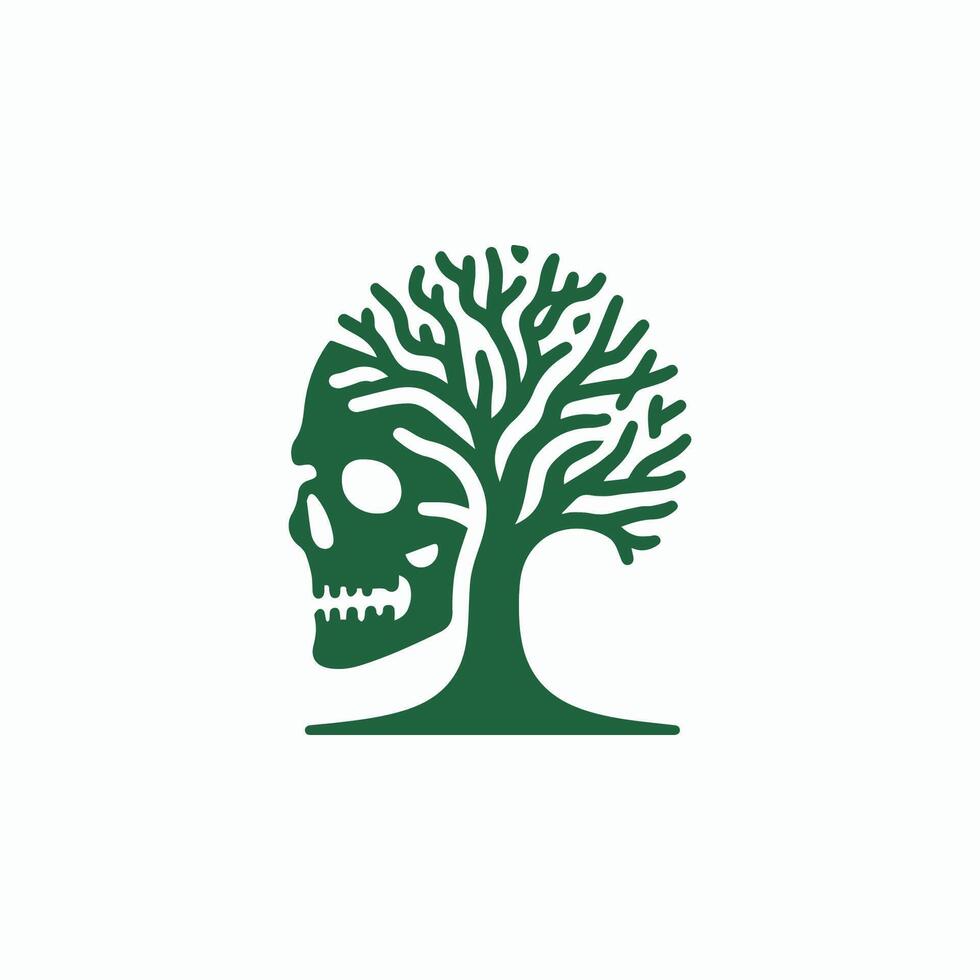 a skull with a tree in the background vector