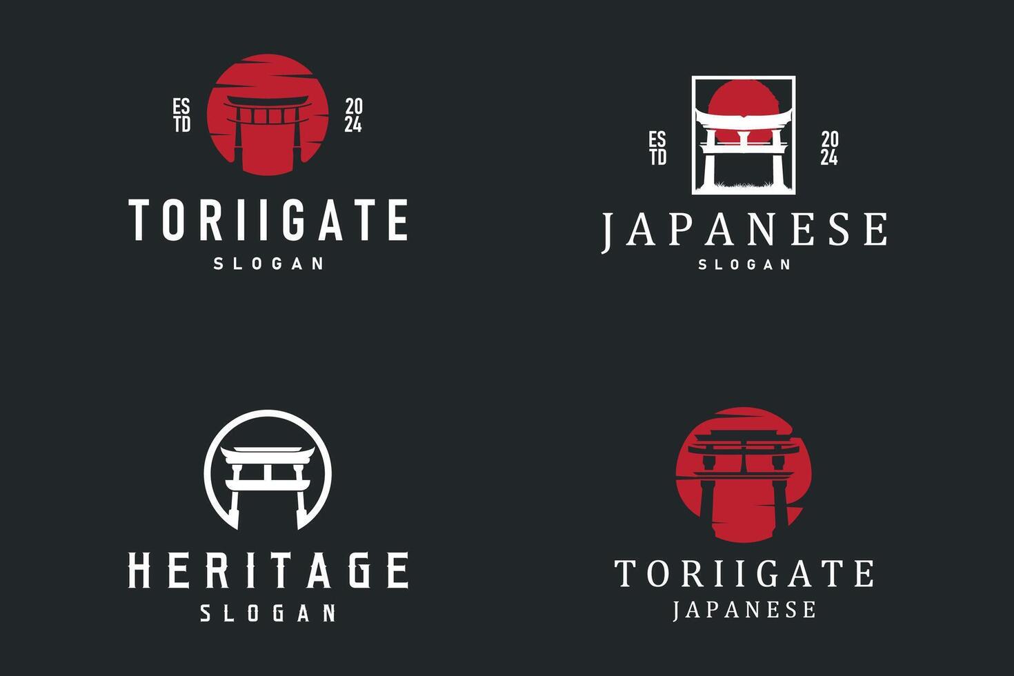 Torii Gate Logo Design Set Bundle Illustration Template vector