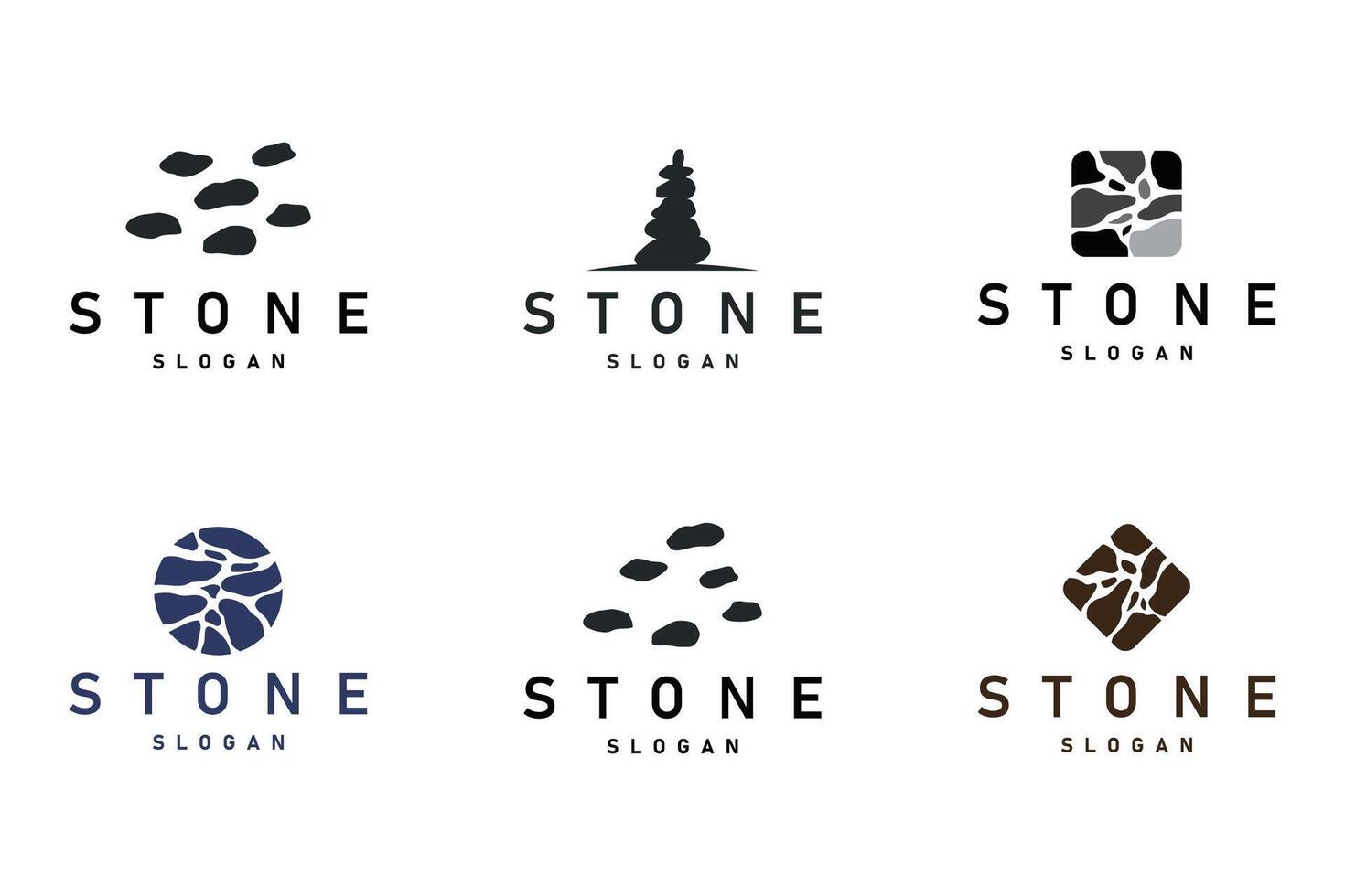Stone Logo, Premium Elegant Bundle Collection Design, Stone Balance , Stepping Rock Walking Icon Illustration Design vector
