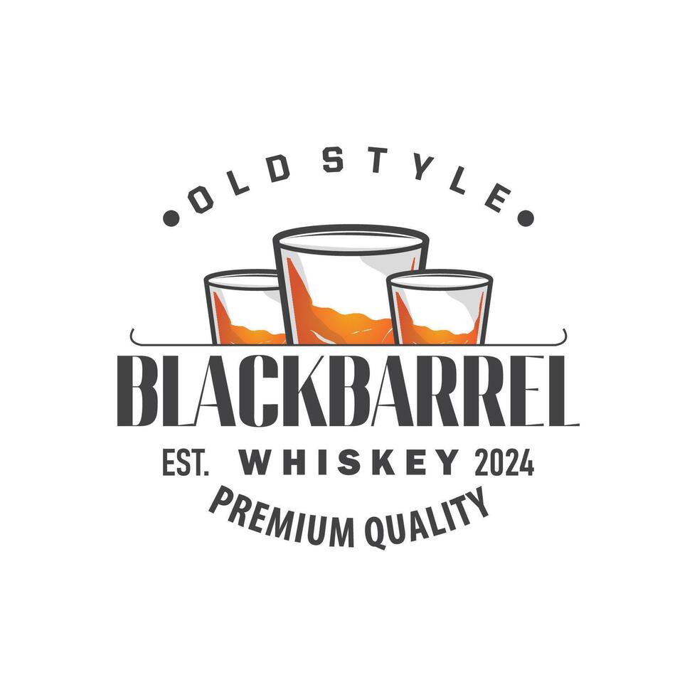 simple whiskey logo design, bourbon drink design old retro vintage ornament illustration symbol brand product template, business, bar, cafe, restaurant vector