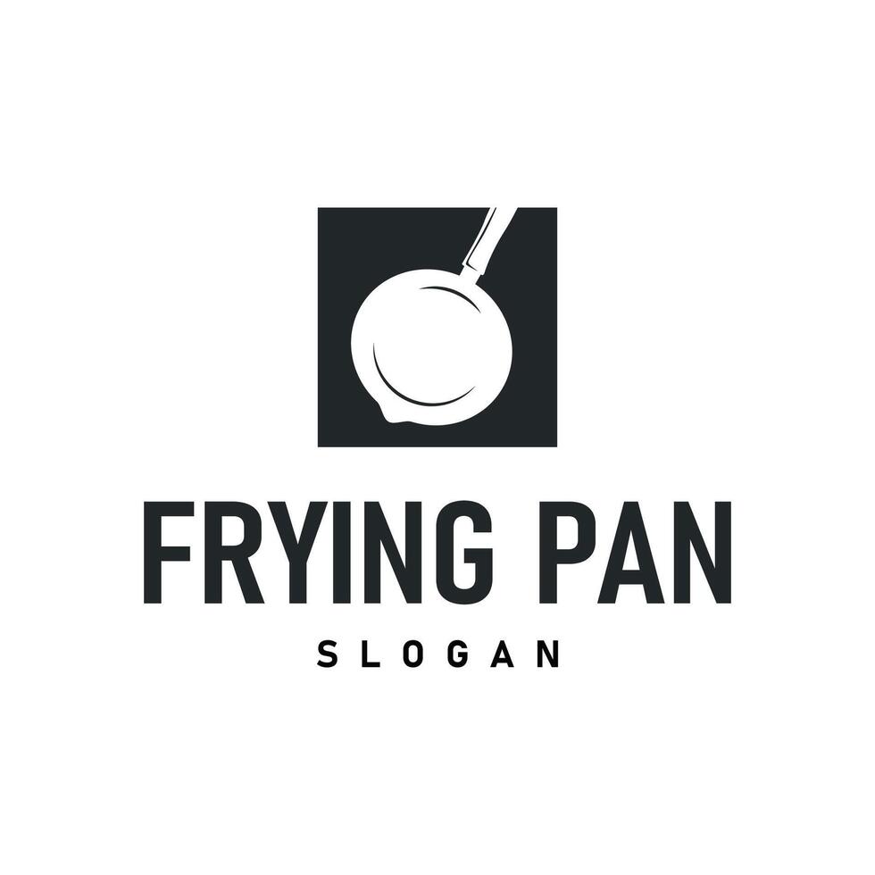 vintage retro design cooking logo concept with black frying pan simple template restaurant brand logo, cafe, bar vector