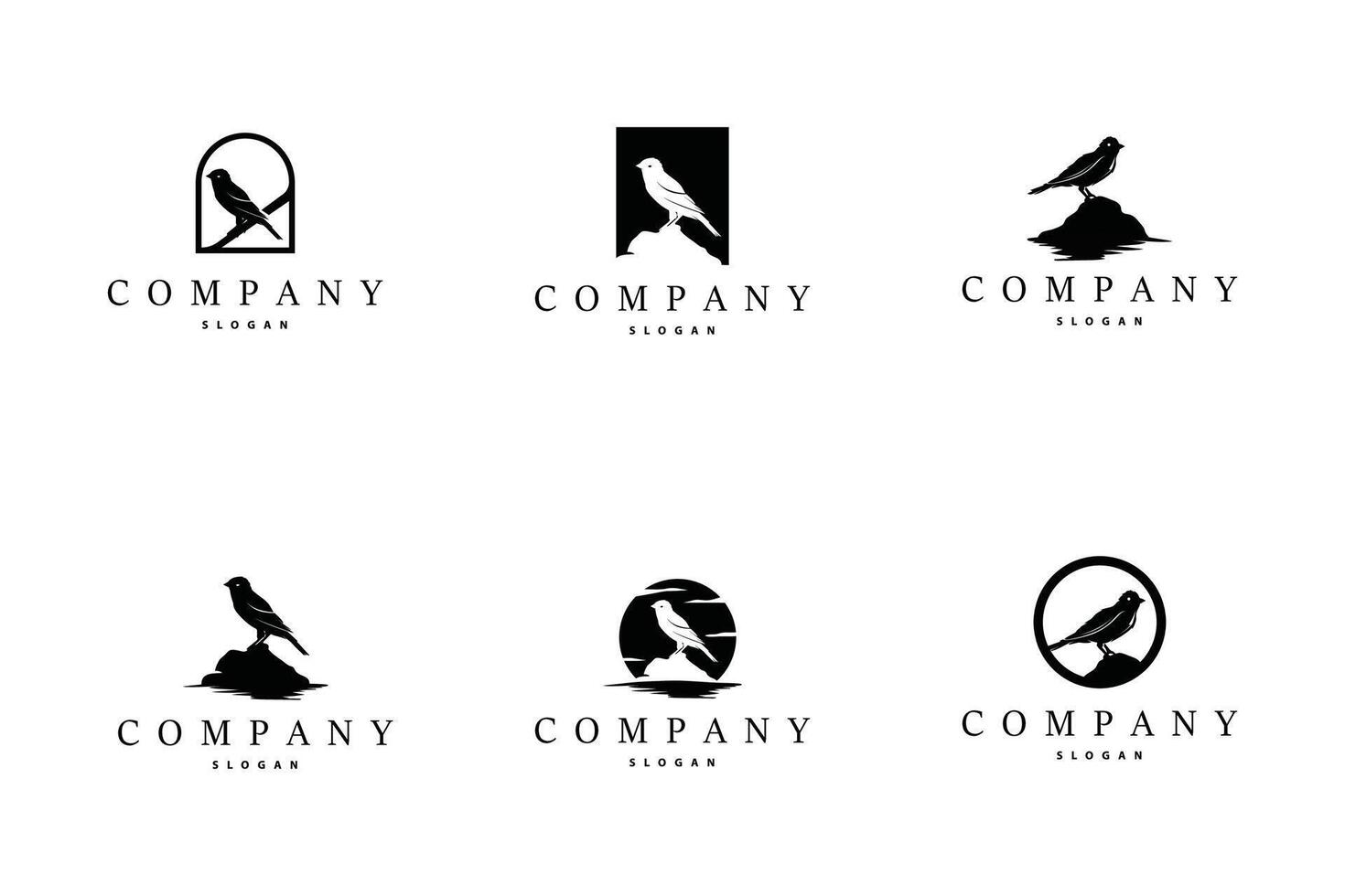 Black silhouette bird logo design set bundle collection simple bird lover illustration template vector