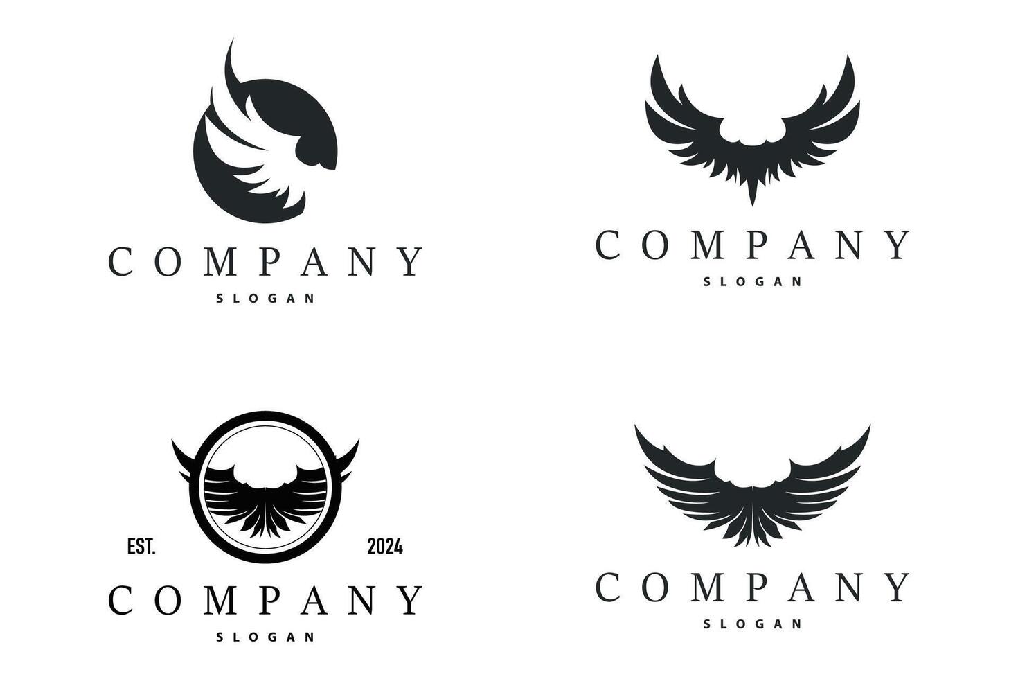 Black wings with simple and minimalist wing logo design concept set bundle vector
