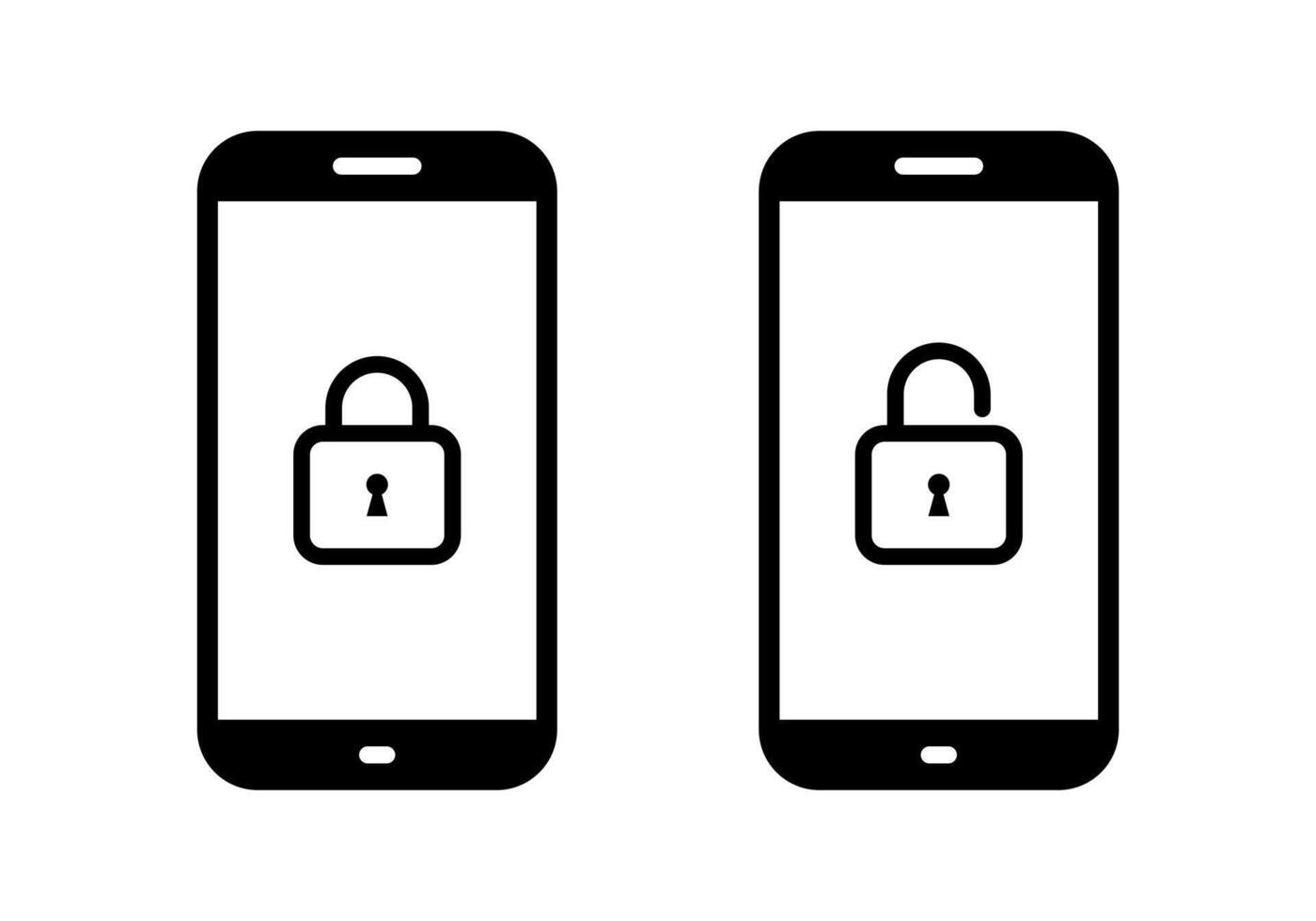 Lock and unlock phone icon. Security smartphone sign symbol vector