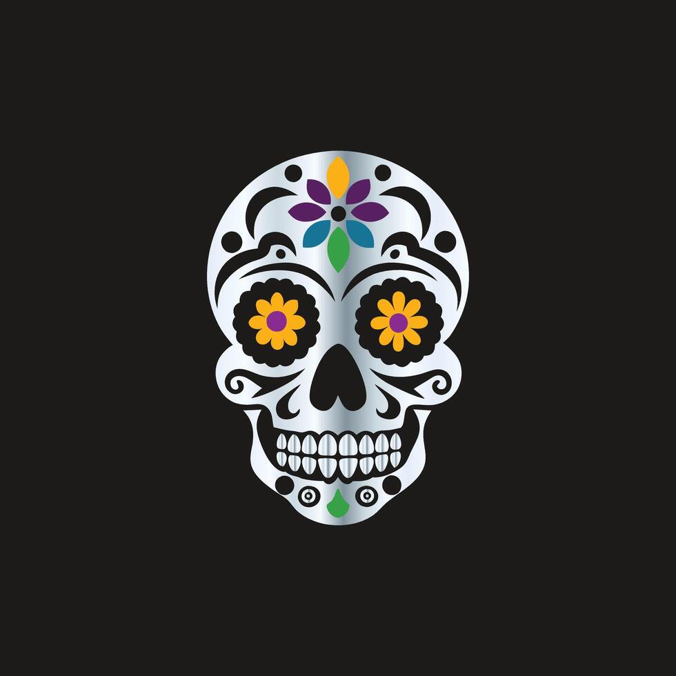 a sugar skull with colorful flowers on it. Day of the Dead Sugar Skull.. vector