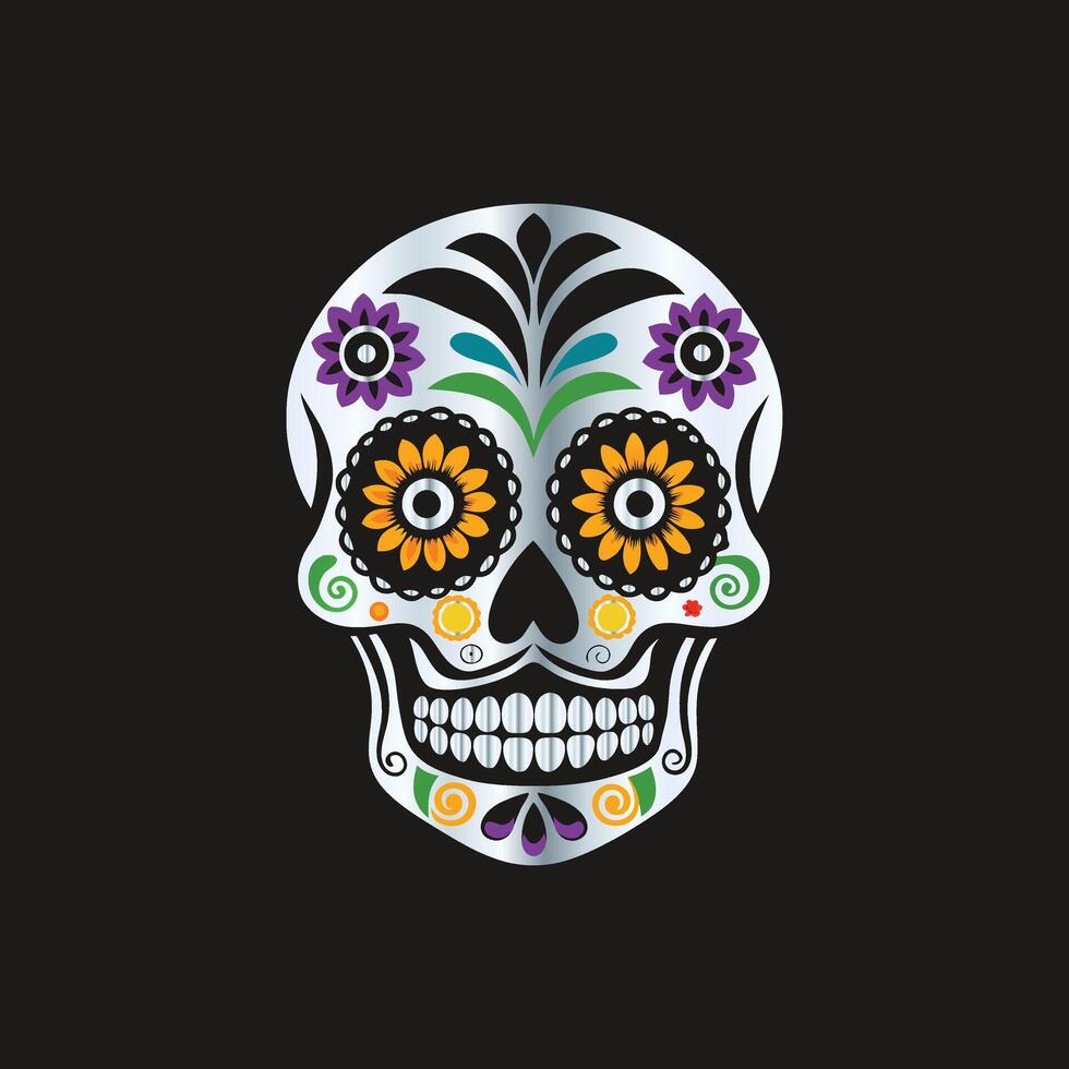day of the dead sugar skull illustration. illustration. vector