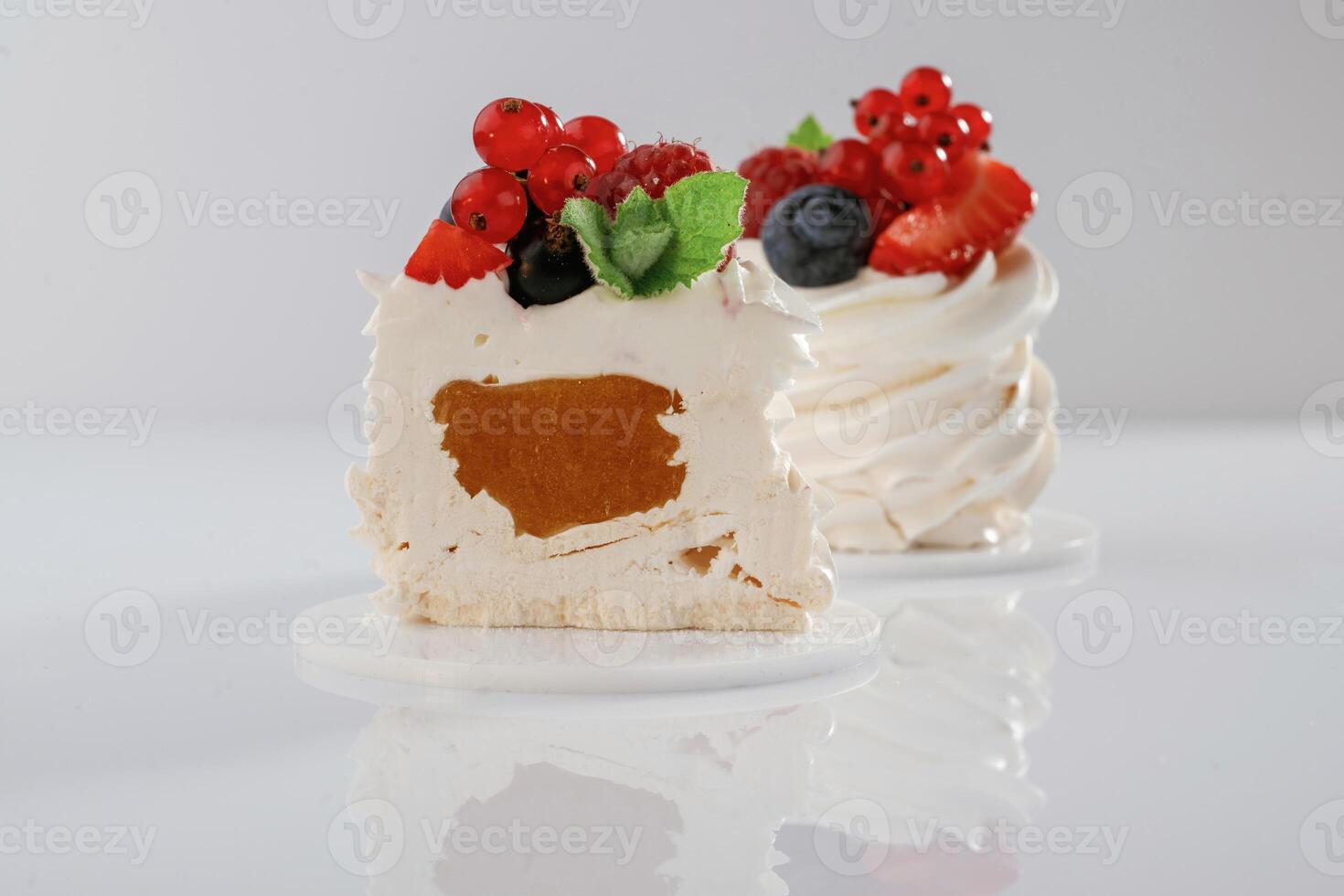 Product ,of ,professional baking. Seasonal delicious tart against white background photo