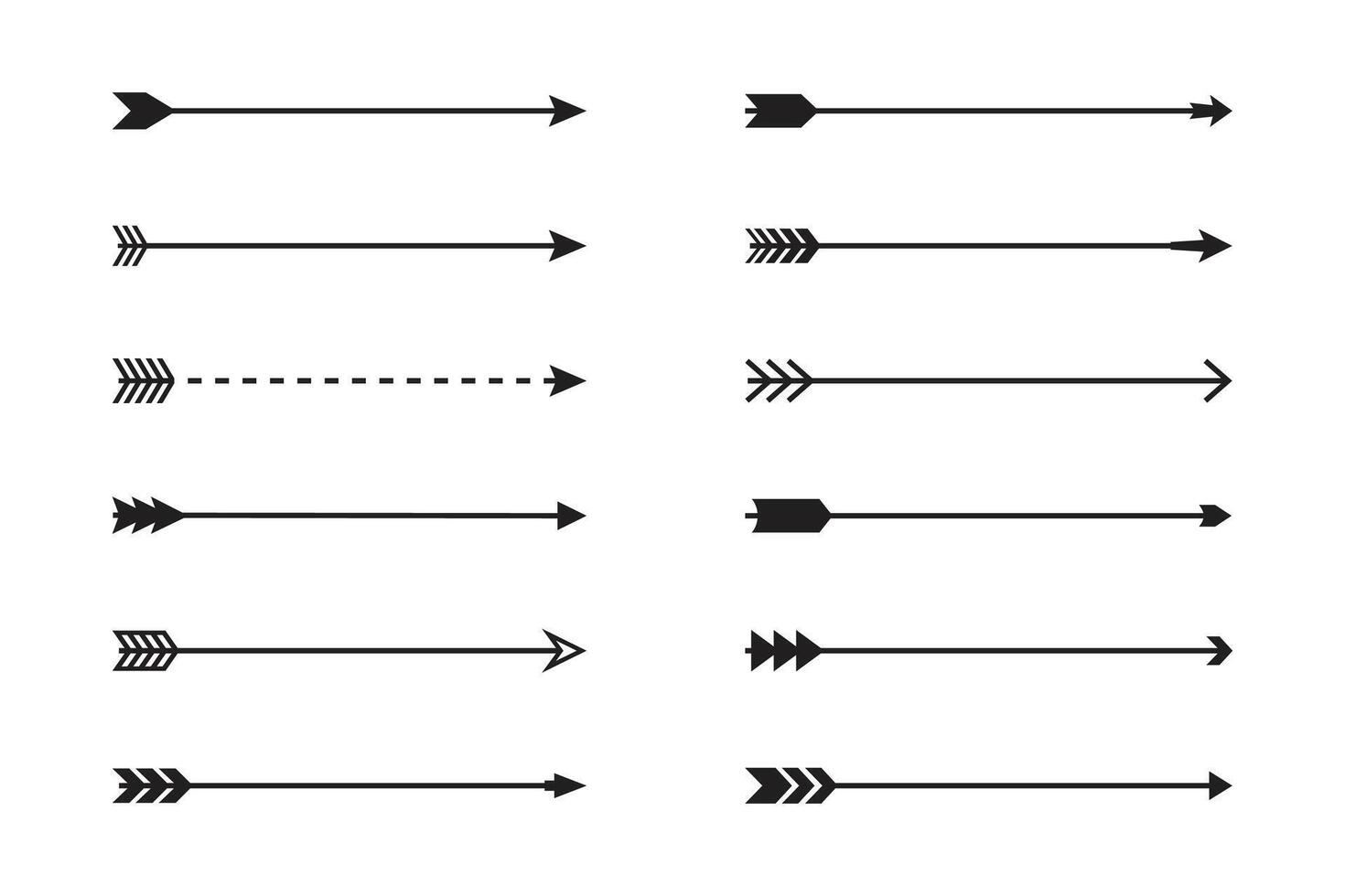 A set of twelve distinct arrow designs vector