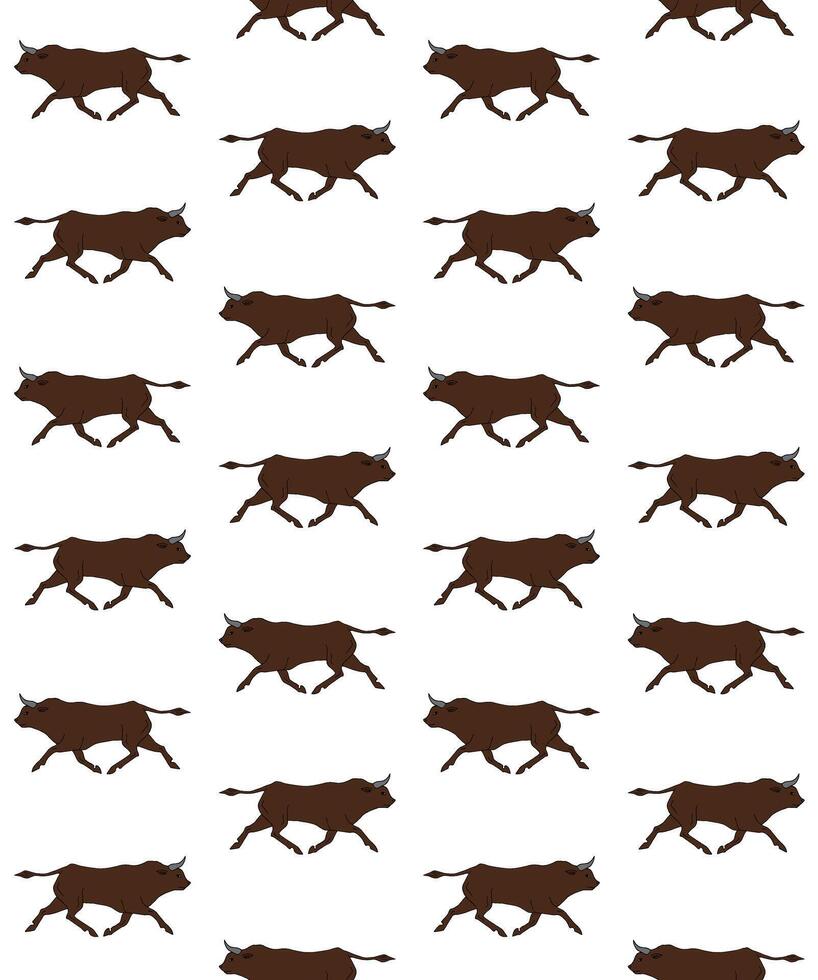 Seamless pattern of hand drawn doodle sketch bull vector