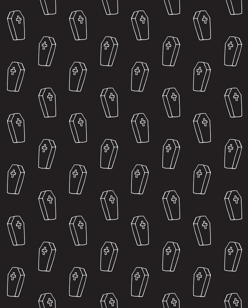 Seamless pattern of hand drawn doodle sketch coffin vector