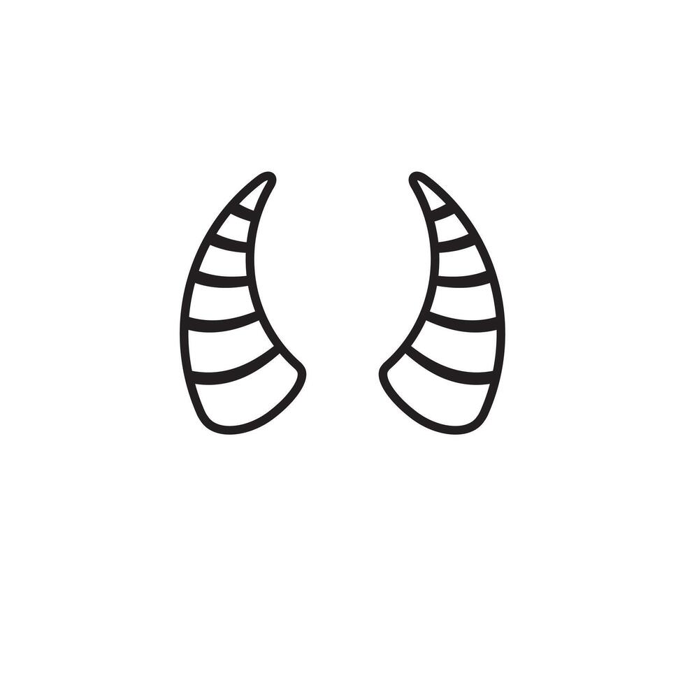 Flat cartoon bull cow horns isolated on white vector