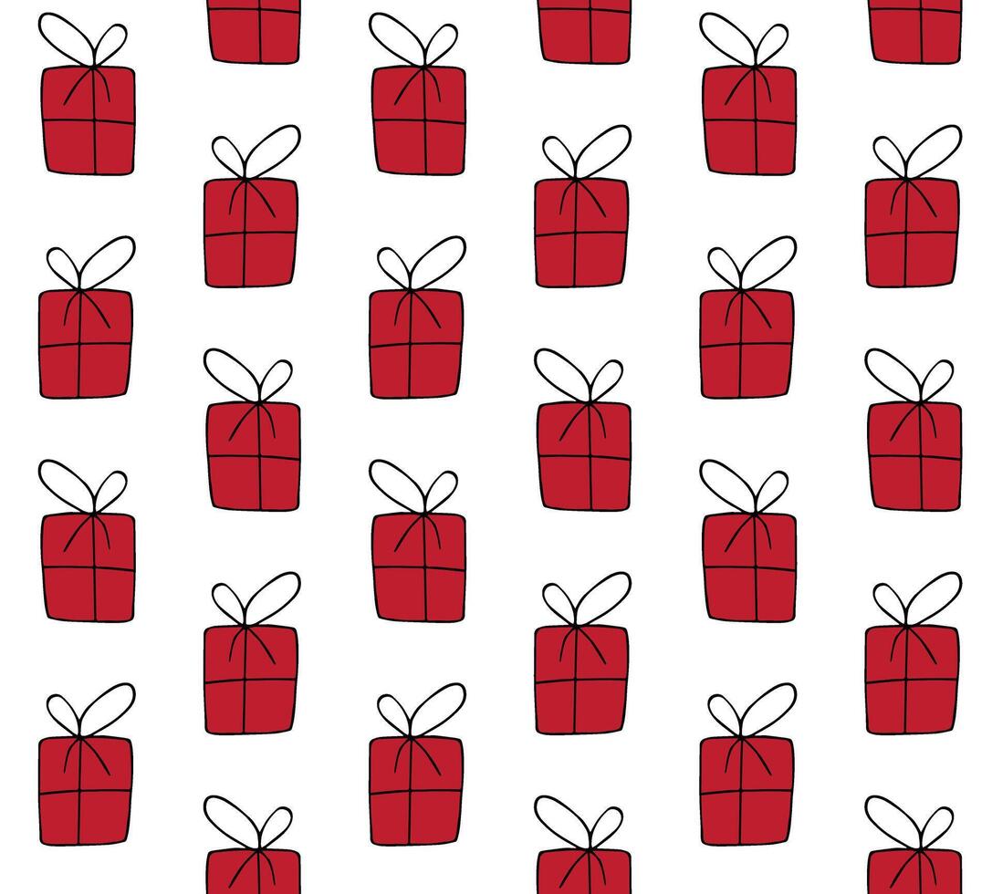 Seamless pattern of hand drawn doodle sketch present isolated on white vector