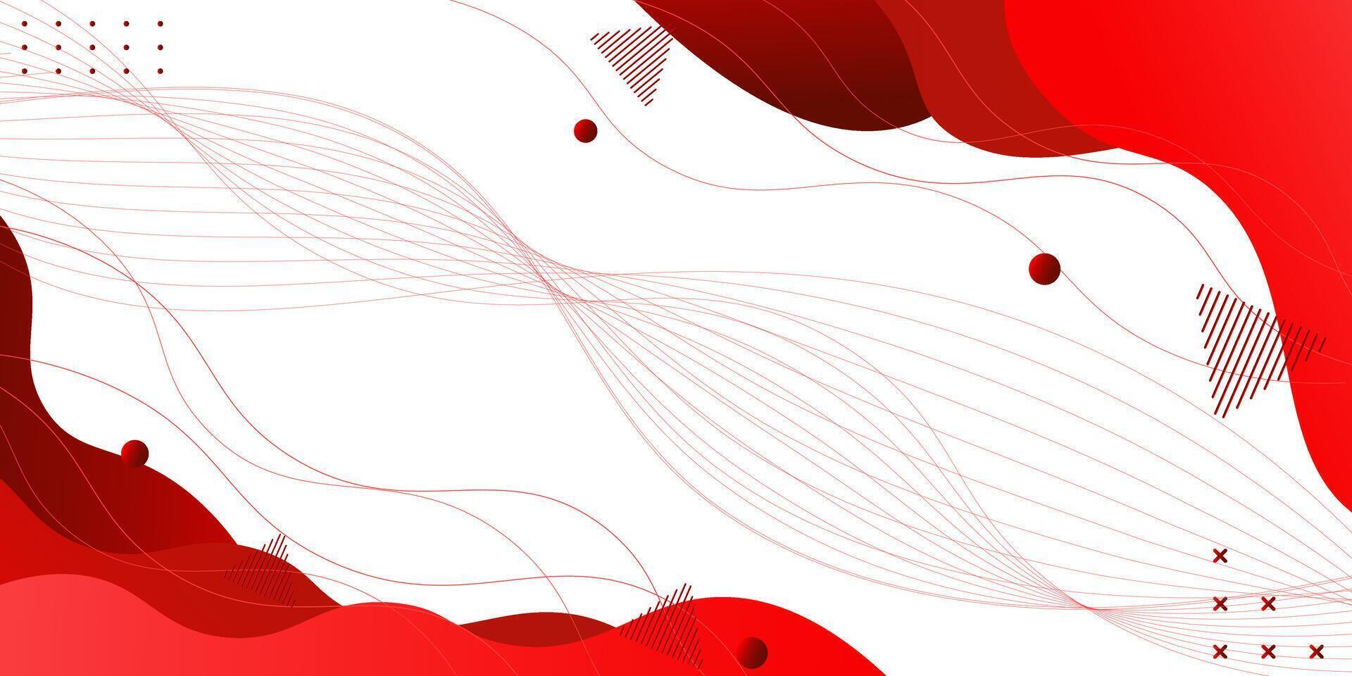 Banner web template red fluid or liquid shape with geometric elements on white background. vector