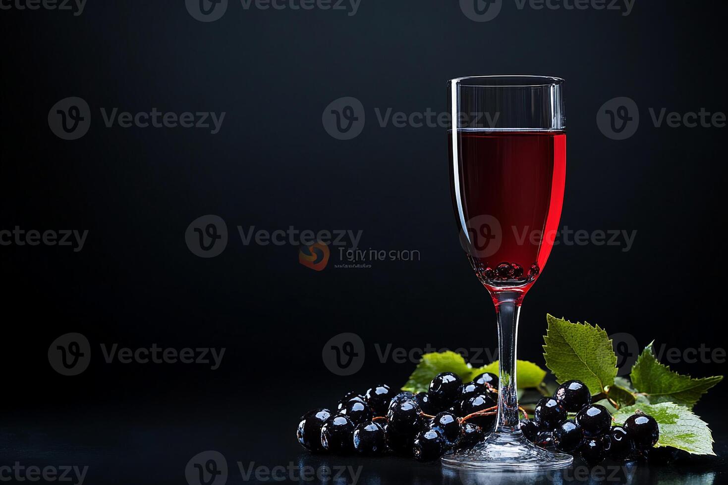 A glass of wine and blackberries photo
