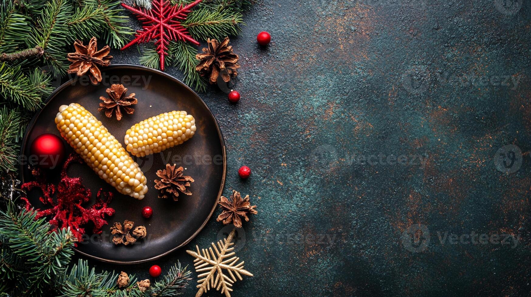 Top View Large Platter Of Corn On The Cob, Food Setting photo