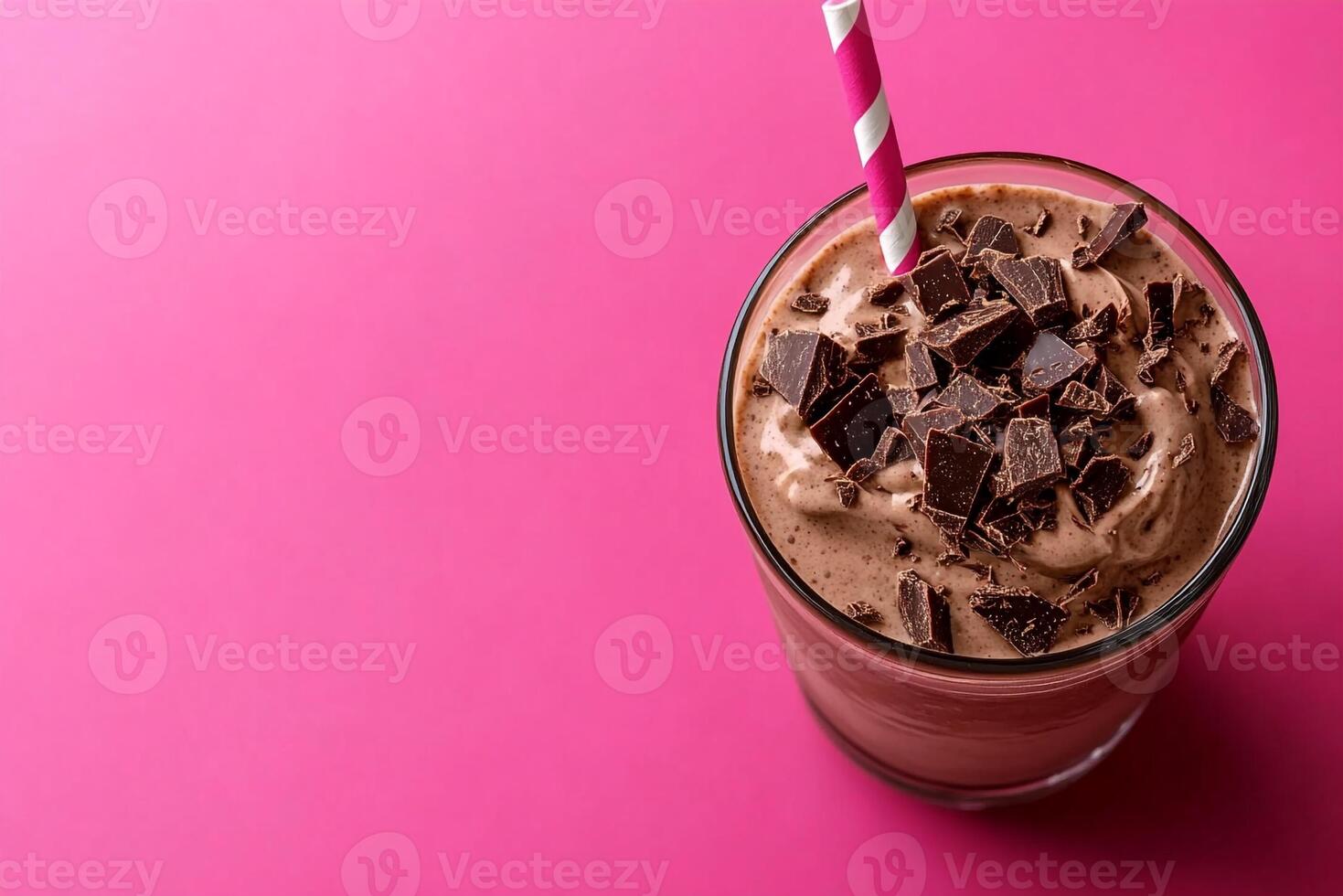 Top View Of Chocolate Milkshake On Vibrant Background With Copy Space, Food Photography photo