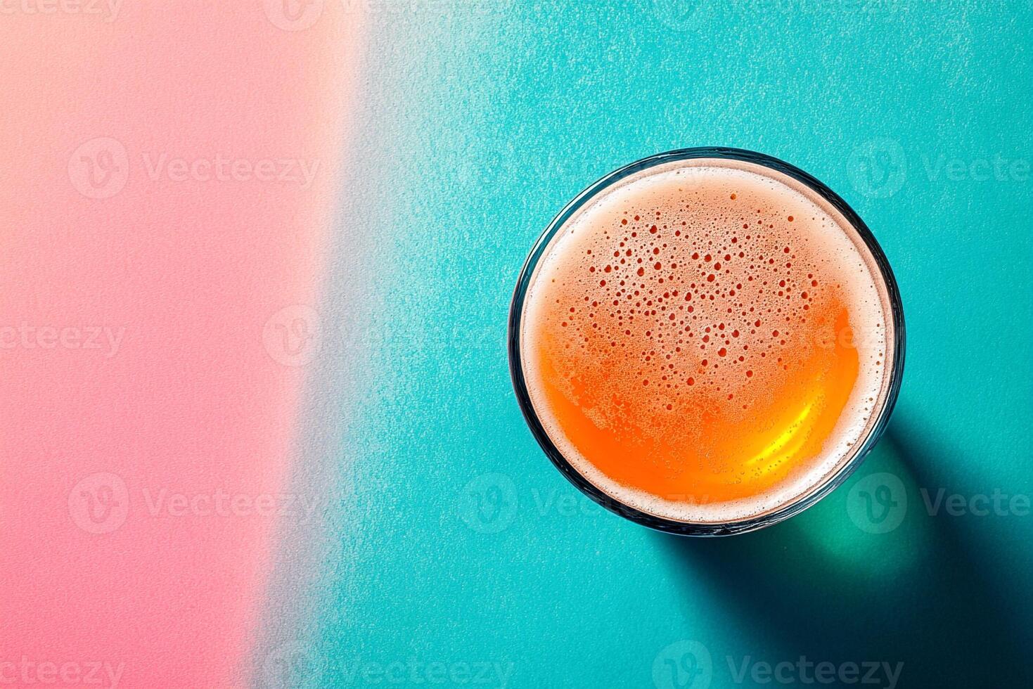 Top View Of Ipa Beer On Vibrant Background With Copy Space, Food Photography photo