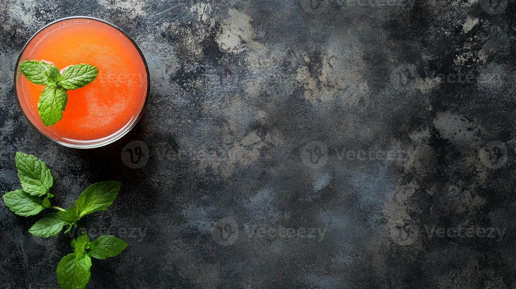 Top View Strawberry Lemonade With Mint, Food Setting photo