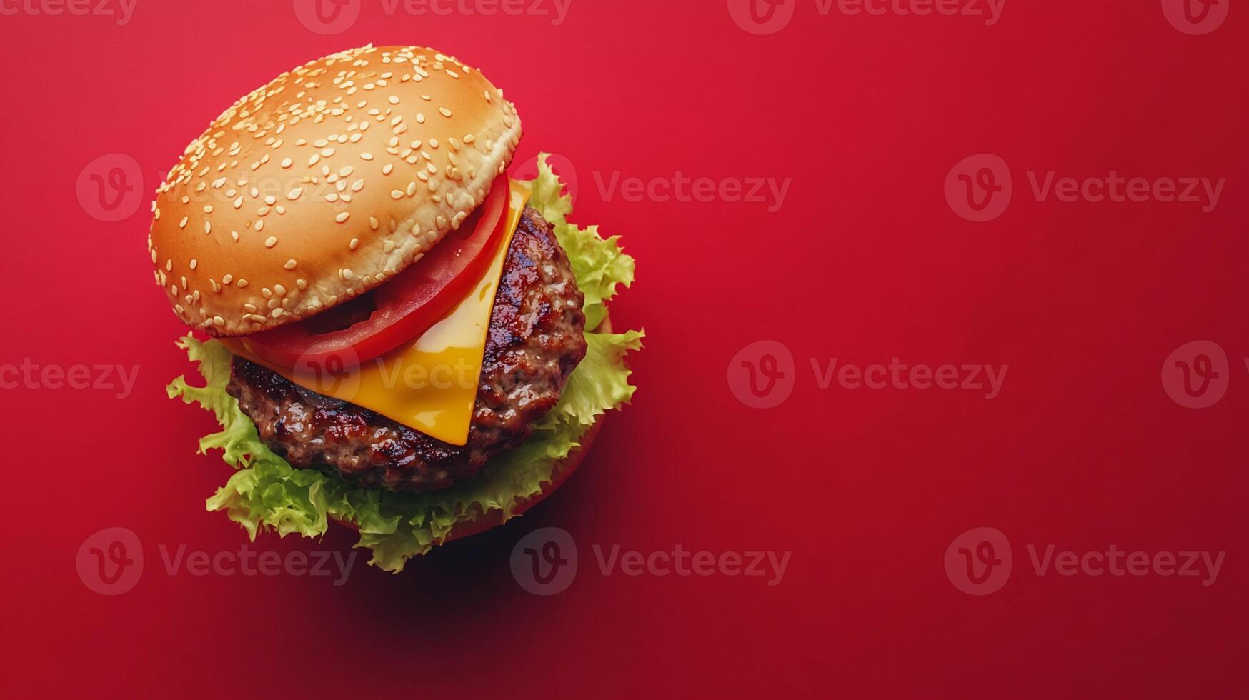 Top View Double Cheeseburger With Special Sauce, Food Image photo