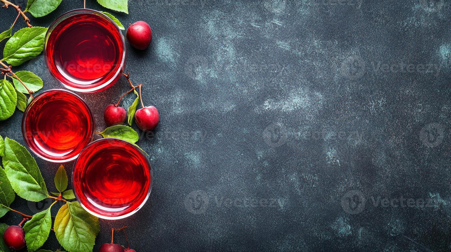 Top View Fermented Plum Wine, Food Image photo