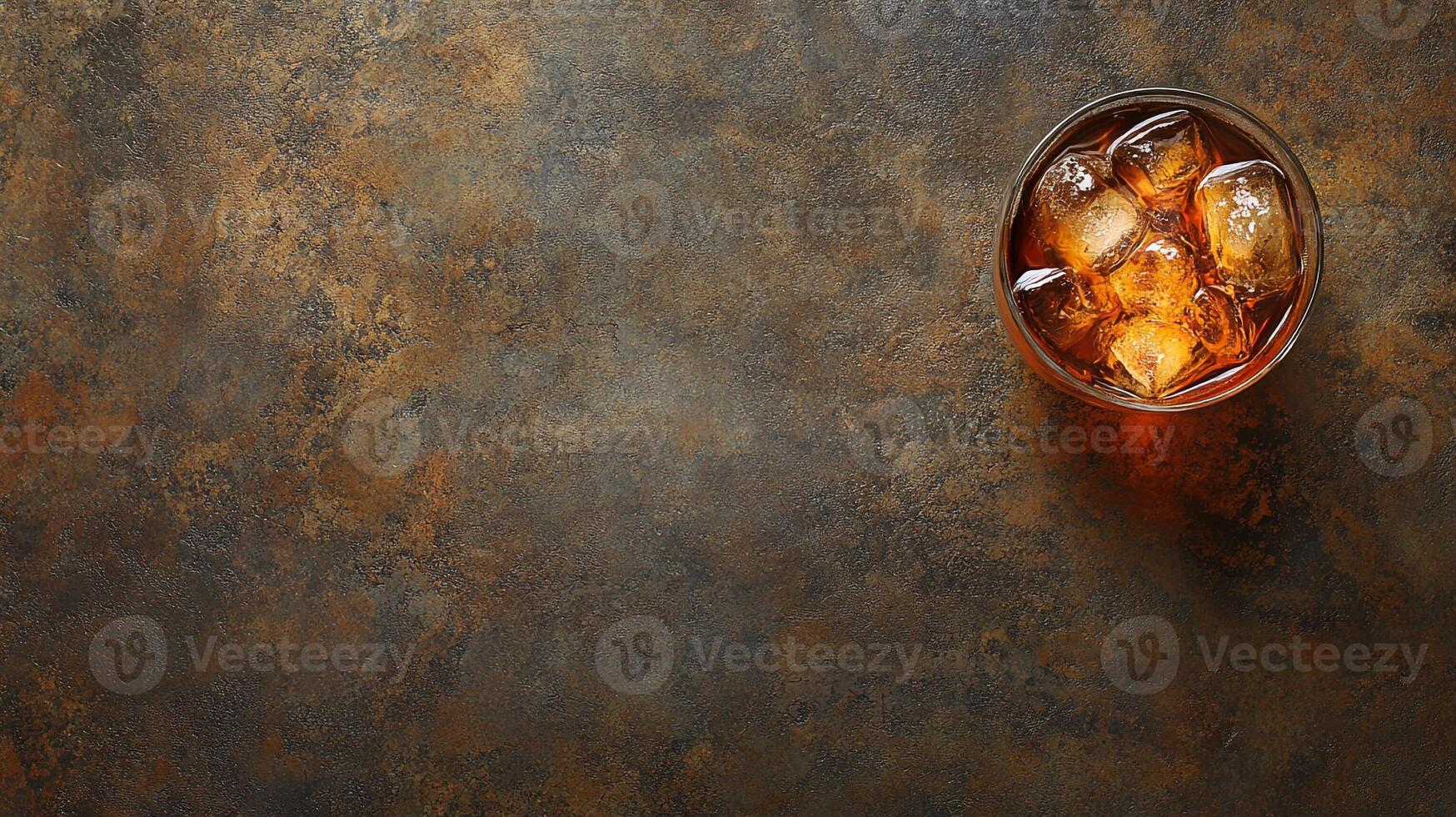 Top View Iced Coffee With Caramel, Food Image photo