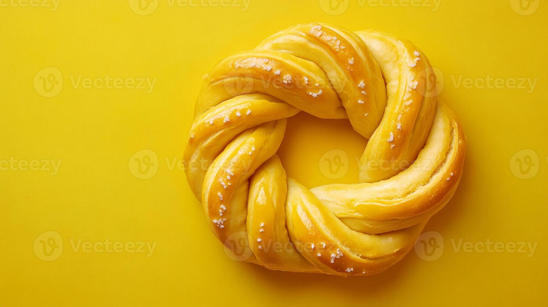 Top View Soft Pretzel With Mustard, Food Image photo