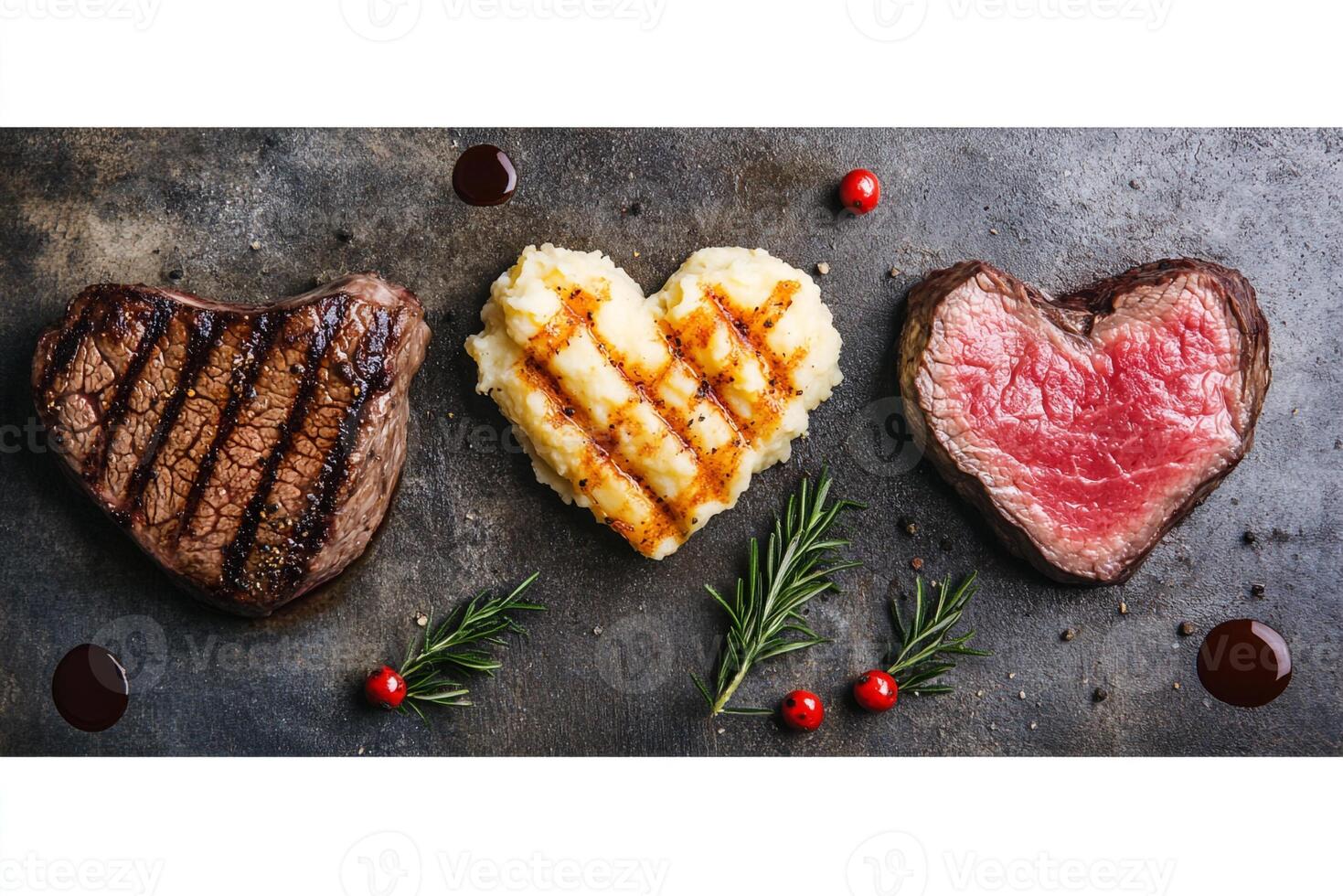 Sirloin Steak With Mashed Potatoes, Copy Space, Food Image photo