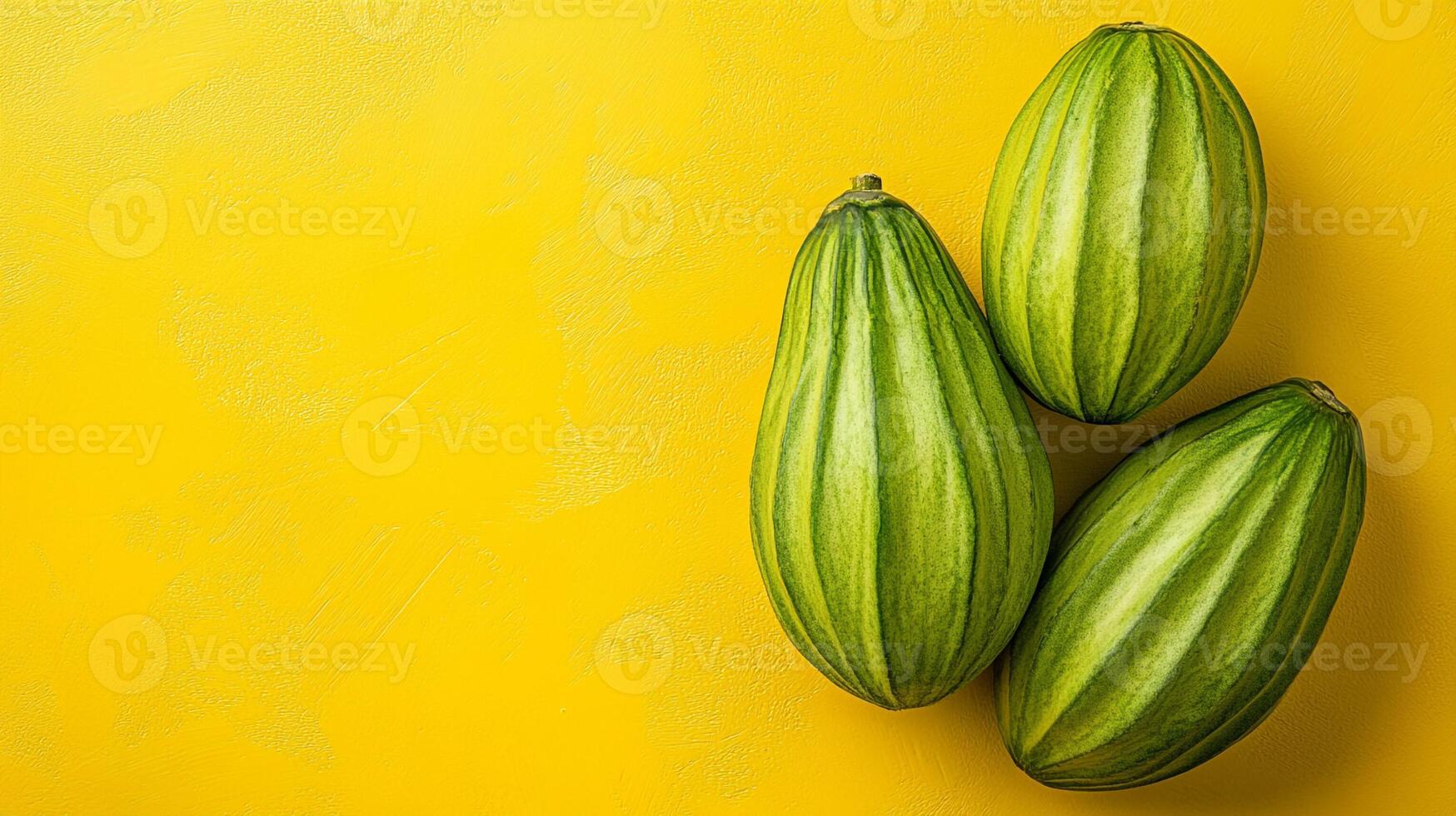 Chayote on a vibrant background, photorealistic top view Chayote flower photo