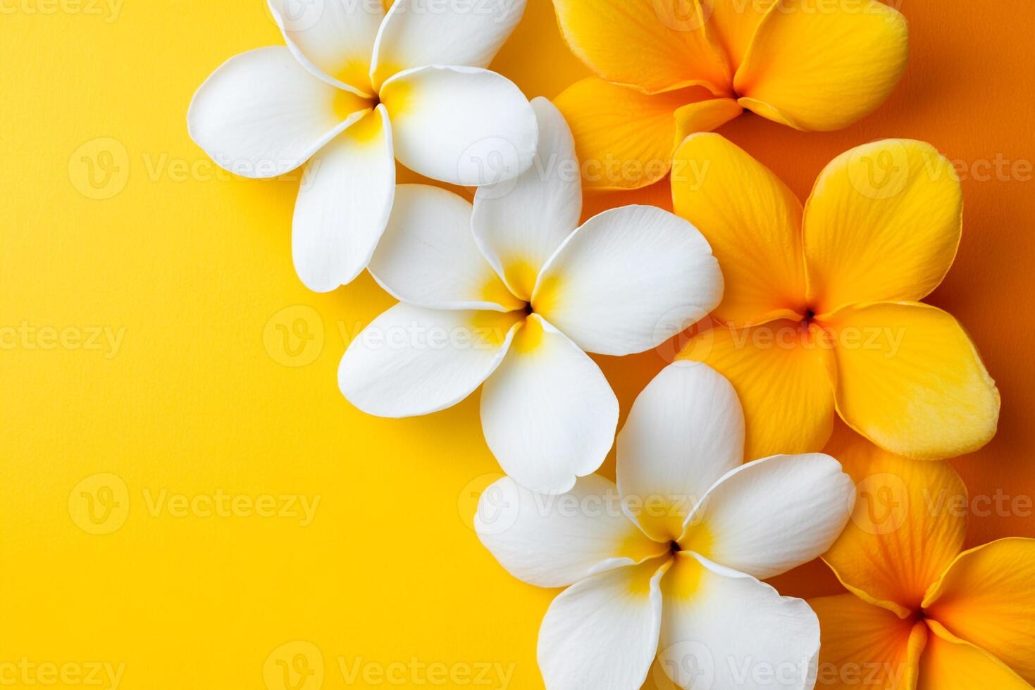 Top view Cherry Blossom on a vibrant background, flower setting photo