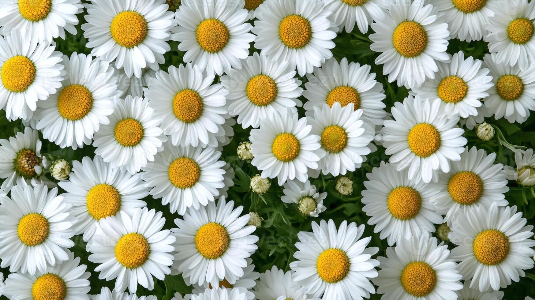 Erigeron on a vibrant background, photorealistic top view Erigeron flower photo