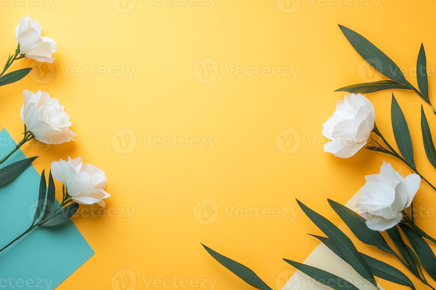 Eustoma on a vibrant background, photorealistic top view Eustoma flower photo