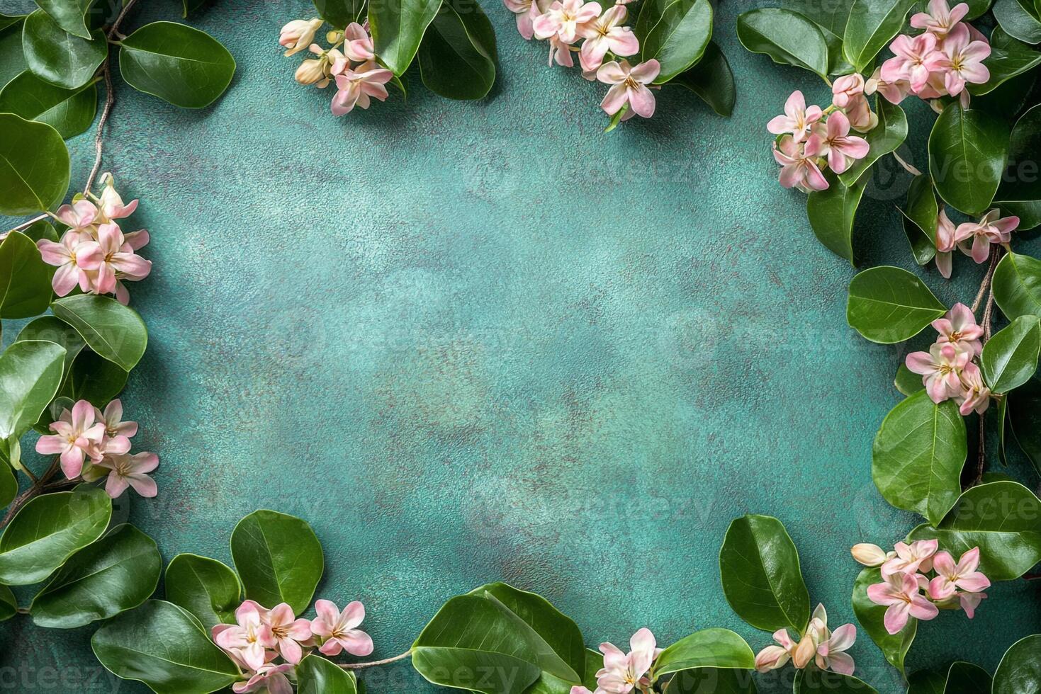 Honeysuckle vine on a vibrant background, photorealistic top view Honeysuckle vine plant photo